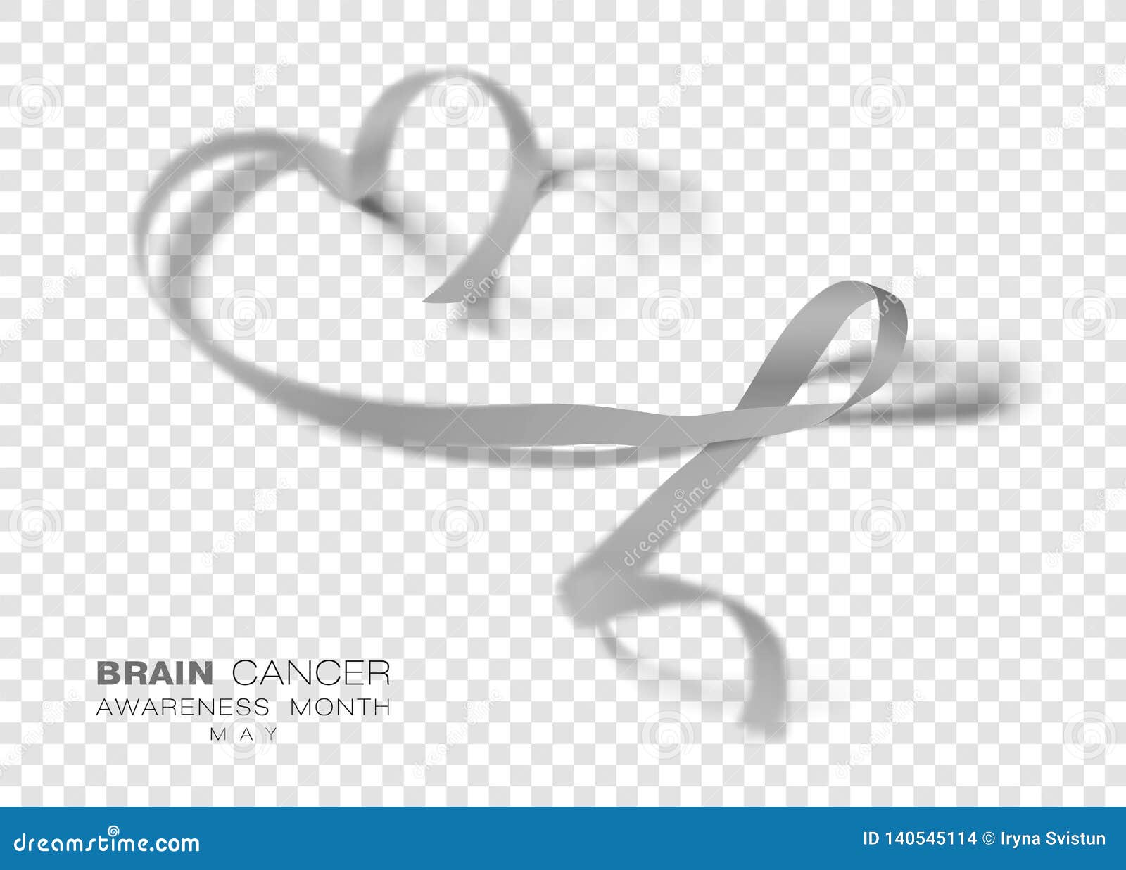 Brain Cancer Awareness Month Grey Color Ribbon Isolated On Transparent