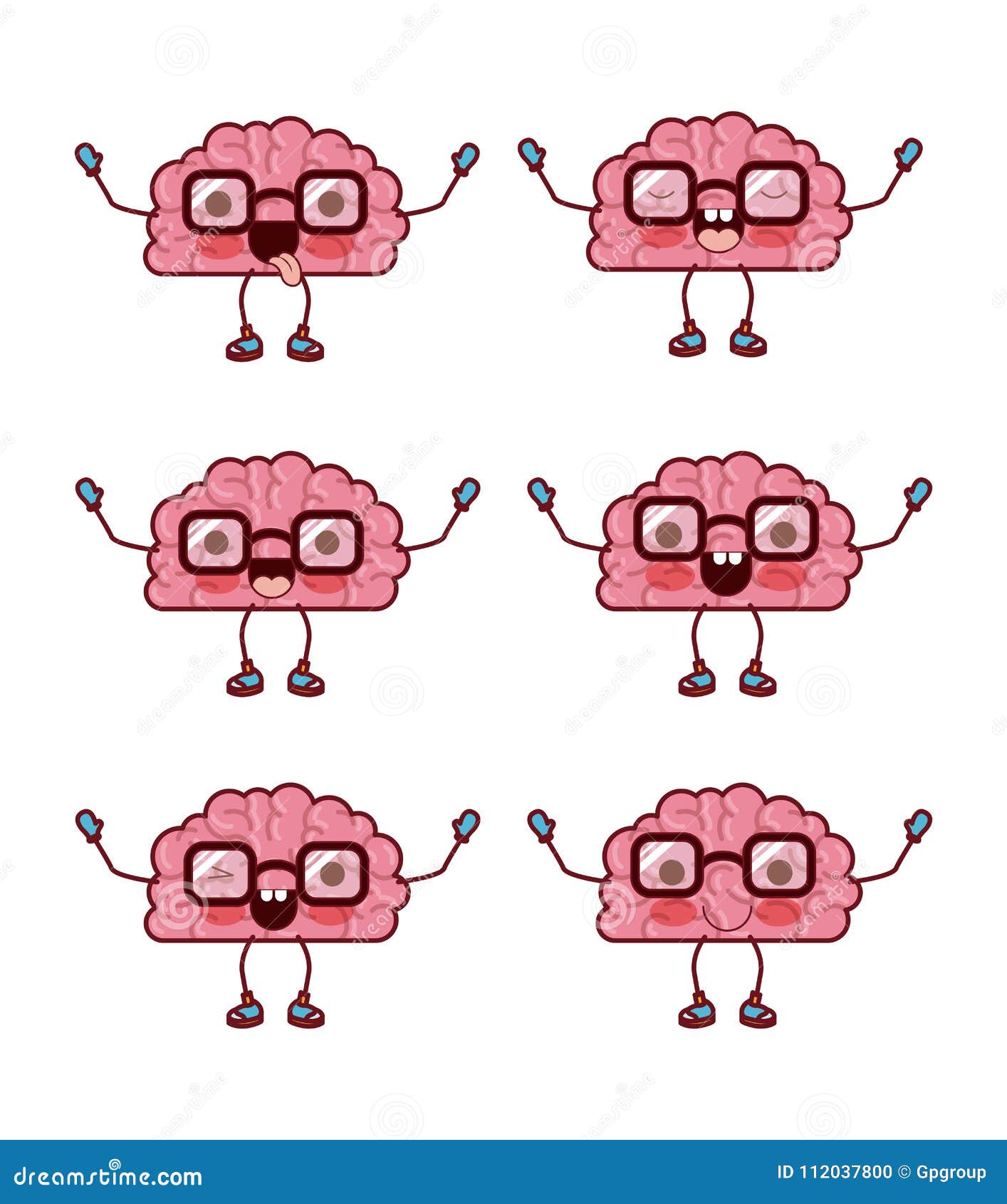 Cartoon Brain With Glasses Train The Brain For Knowledge