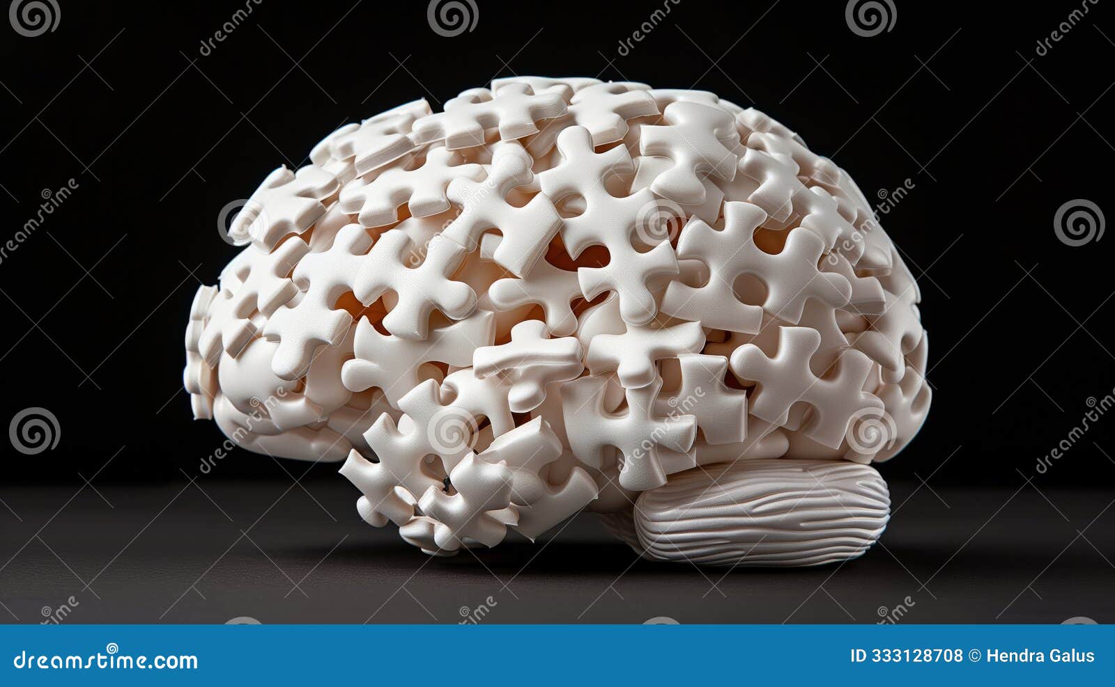 brain composed of white puzzle pieces izing complexity and interconnectedness of cognitive functions and ment