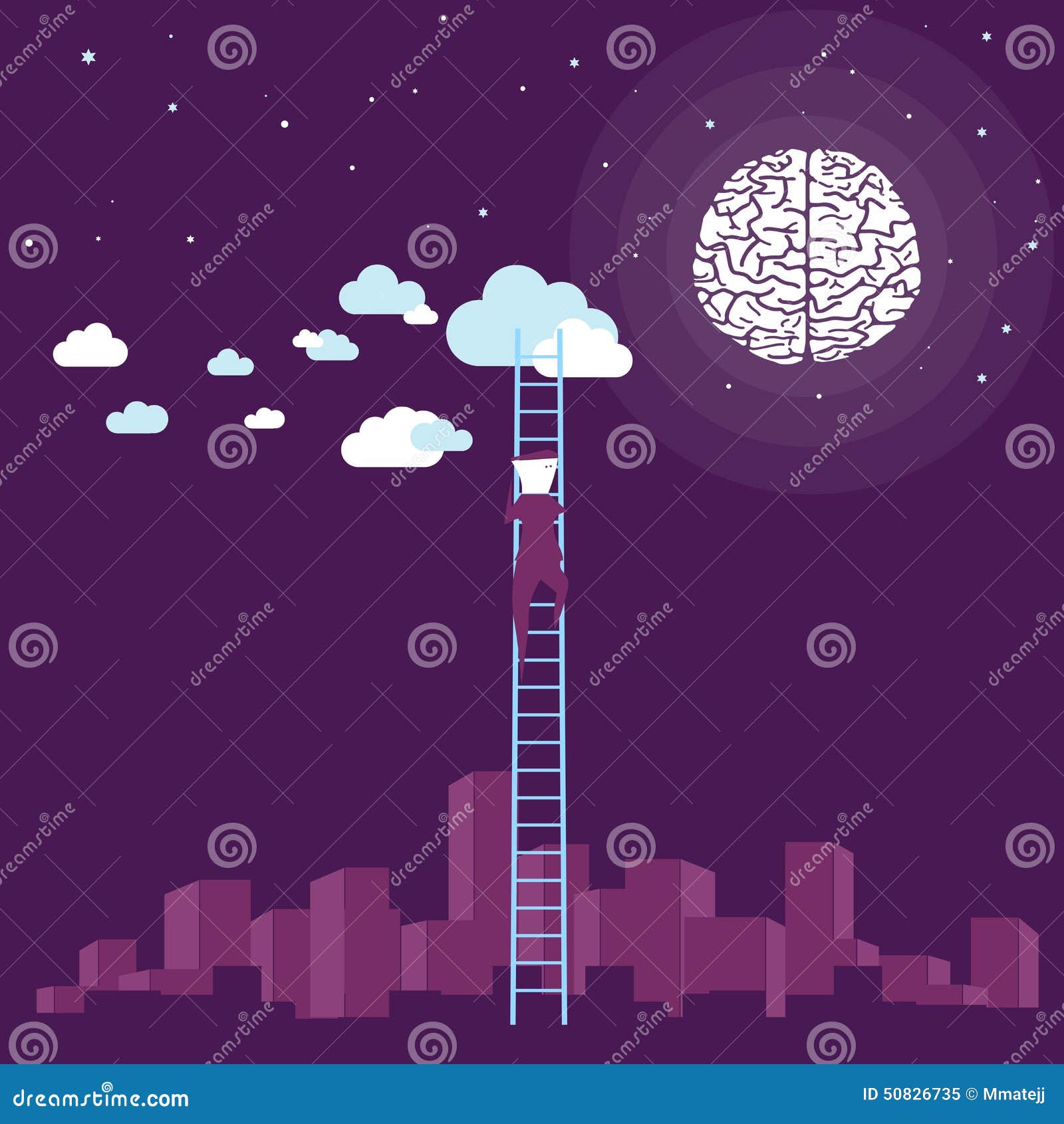 Brain Concept. Vector a ilustração de uma escalada a moon/conceito do cérebro