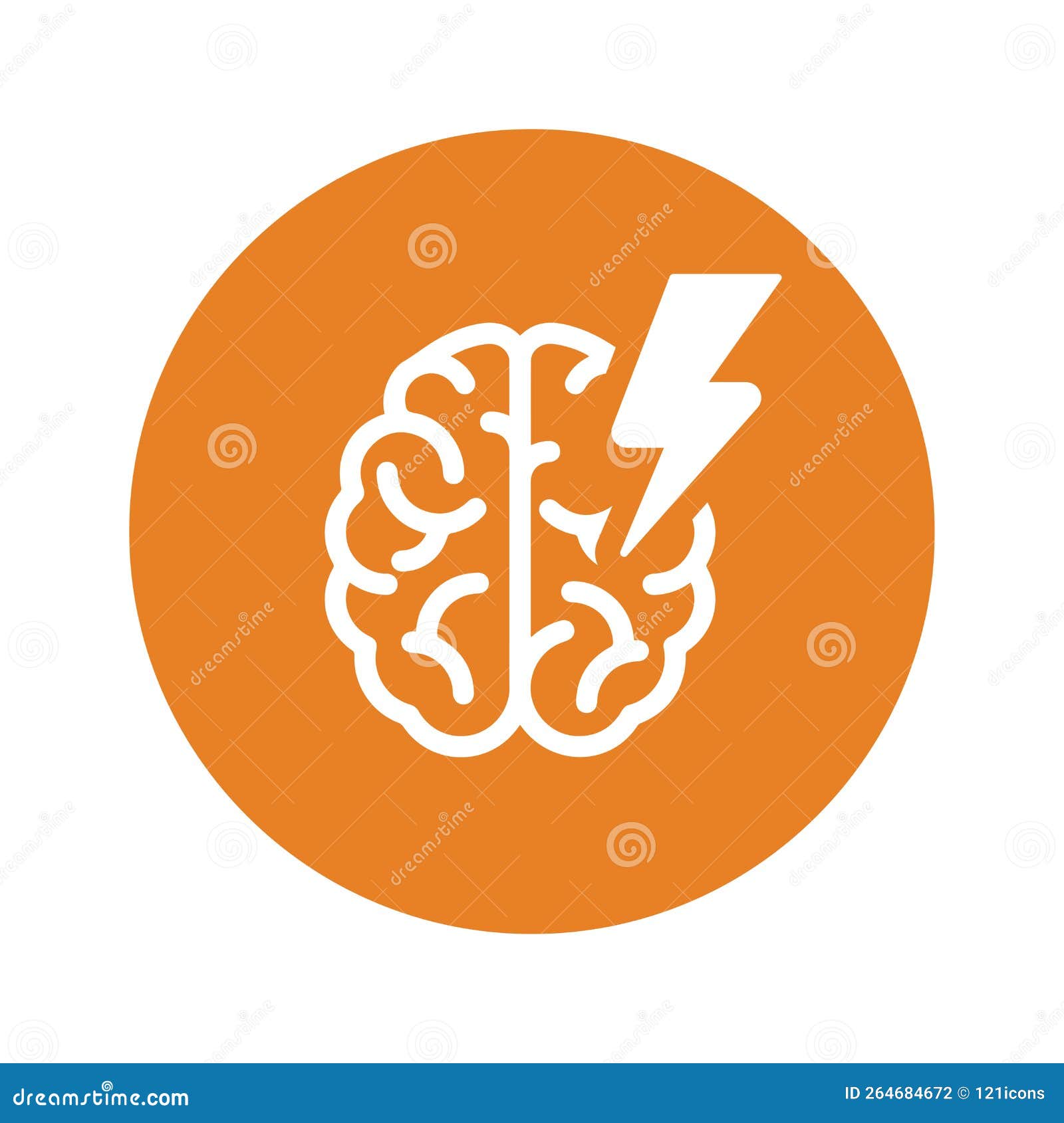 brain, disease, epilepsia icon. orange color  eps