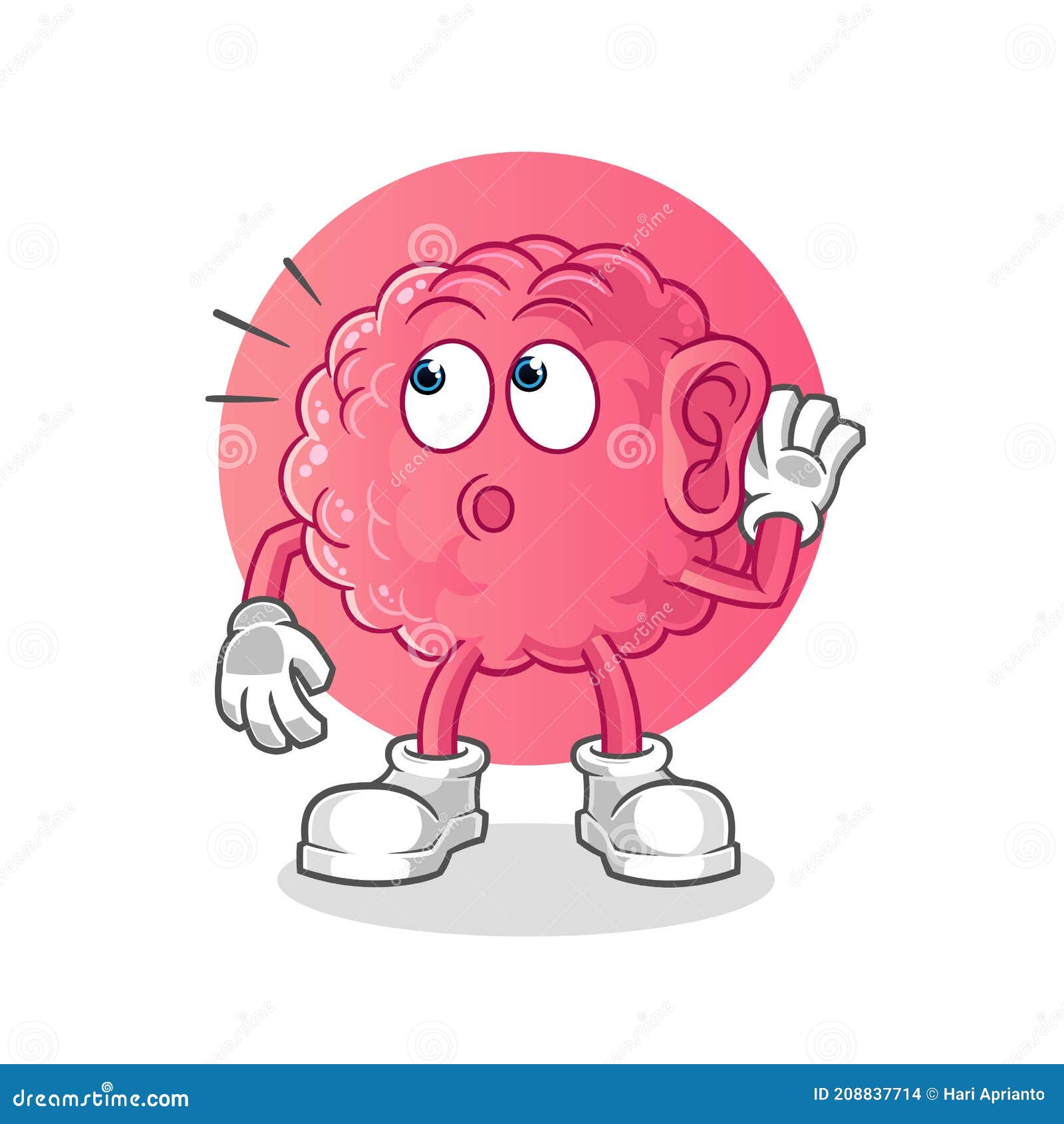 Brain Eavesdropping Vector. Cartoon Character Stock Vector