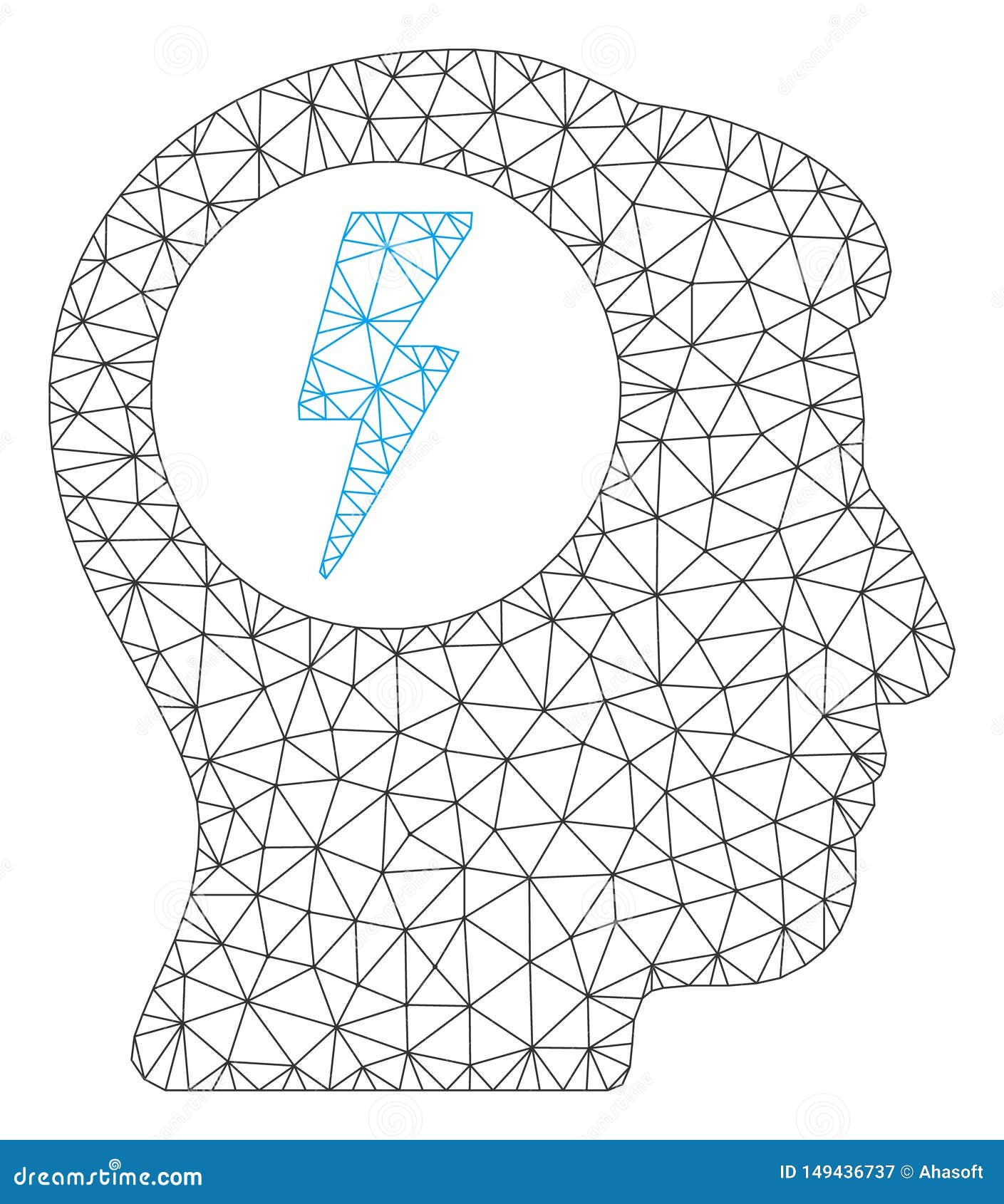 Brain Electric Shock Polygonal Frame Vector Mesh Illustration Stock