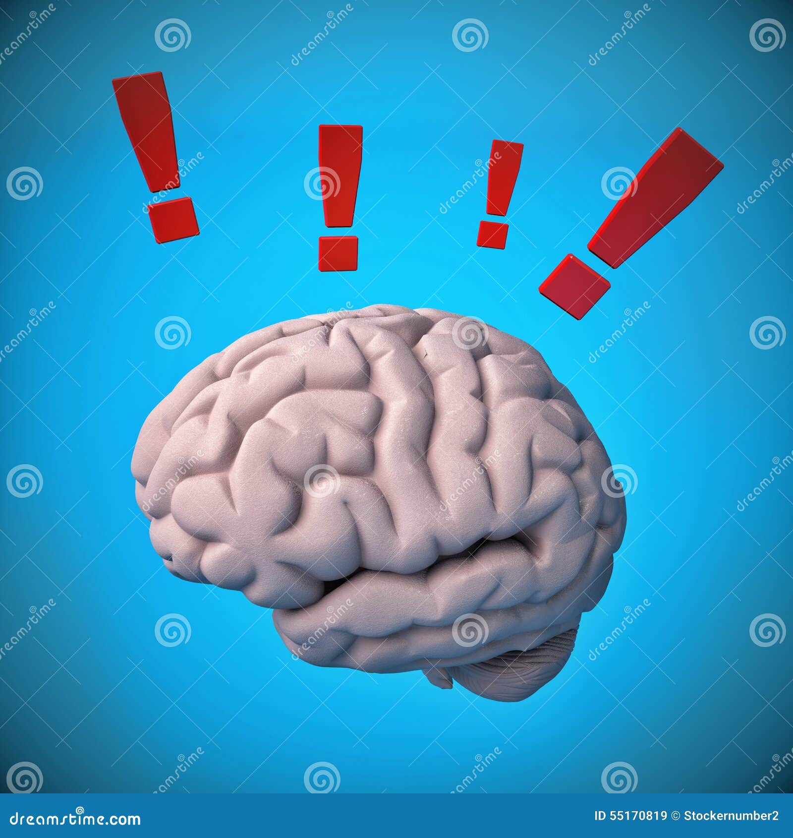 Brain with Exclamation Mark. Concept Stock Illustration Illustration
