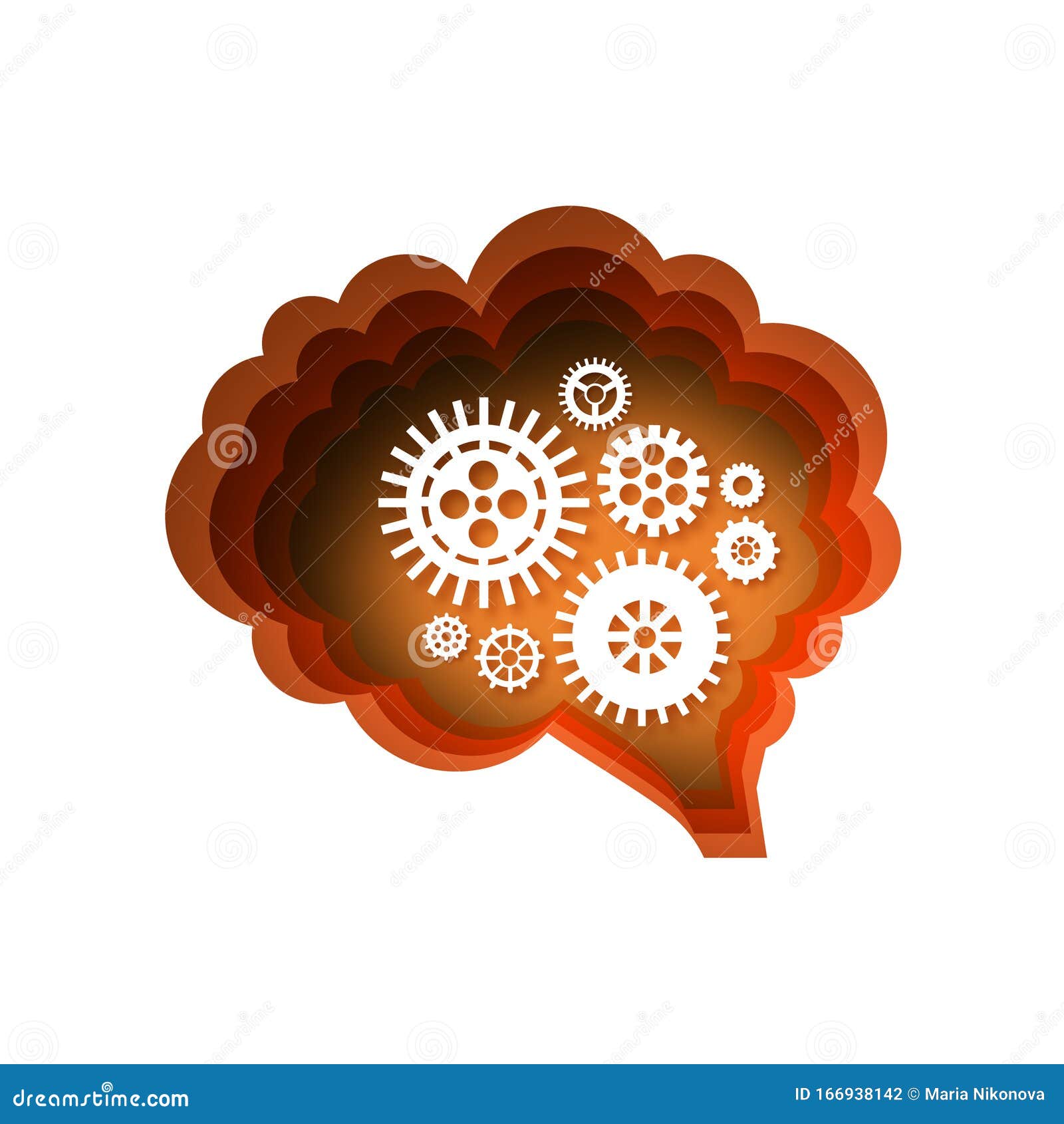 Brain, Gears and Cogs Working Together. Brainstorm Paper Cut Style ...