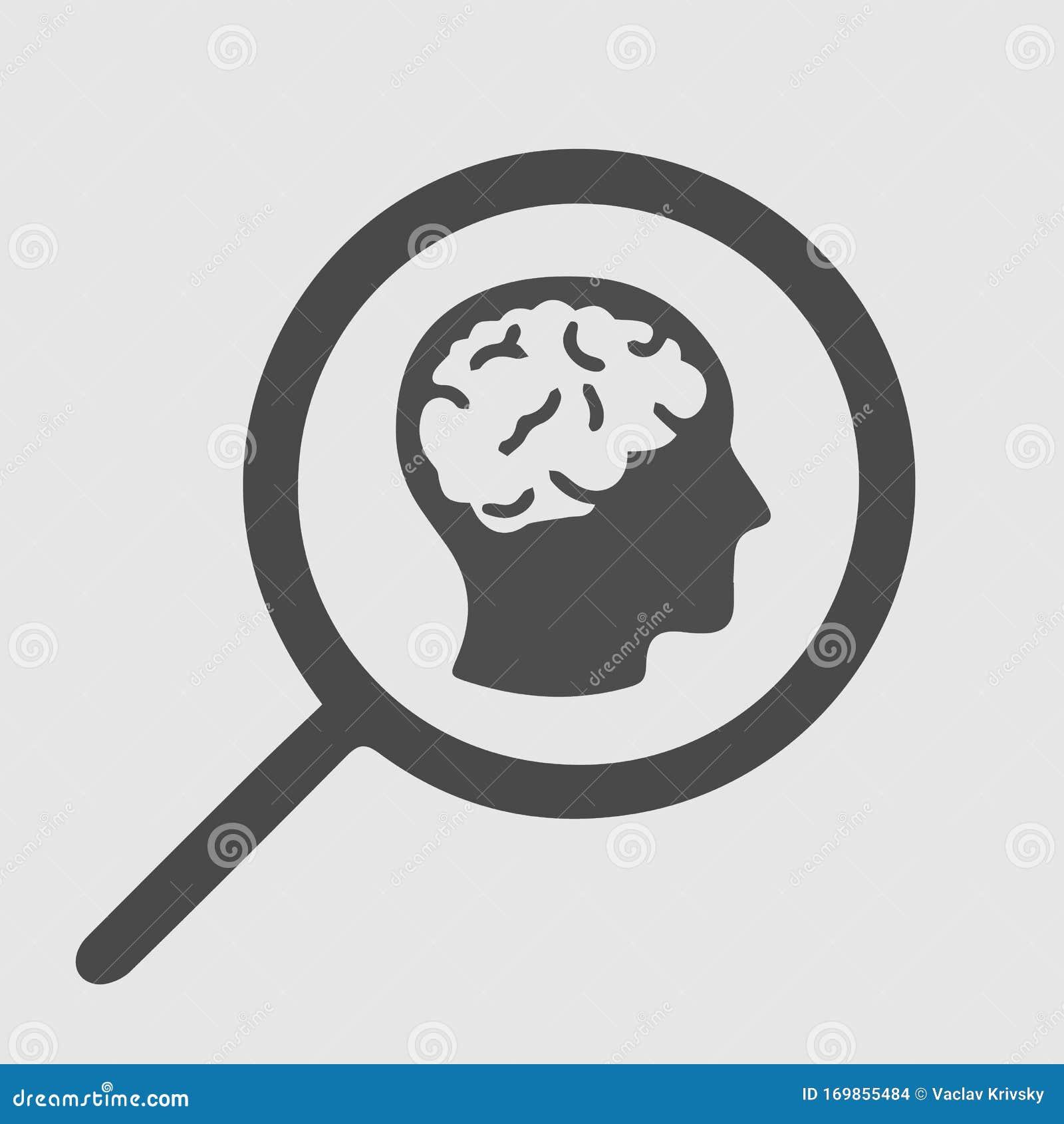 Brain Head in Magnifying Glass Stock Vector Illustration of brain