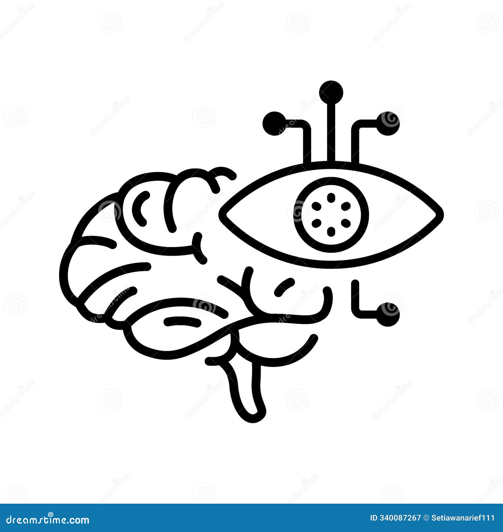 brain icon with eyes and network, izing insightful  and knowledge interconnectedness in society