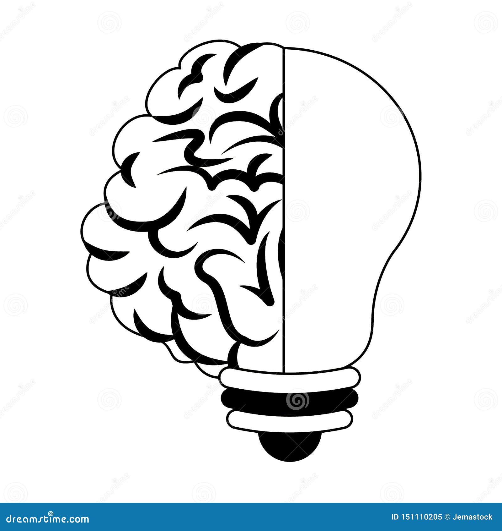 Human Brain Intelligence and Creativity Cartoons in Black and White ...