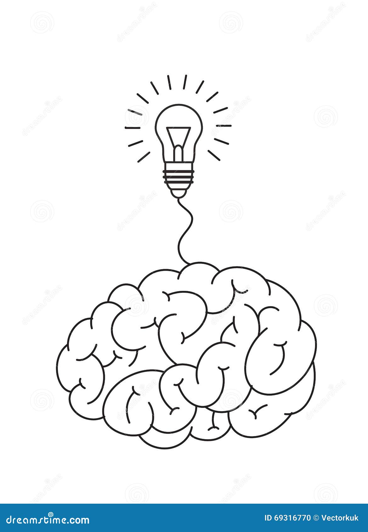 Brain and light bulb stock illustration. Illustration of business ...