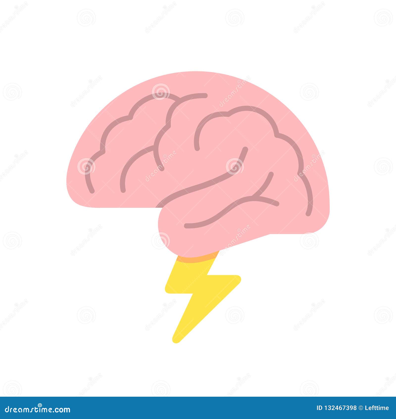 Brain Like Cloud with Lightning, Brainstorm, Power of Mind Concept