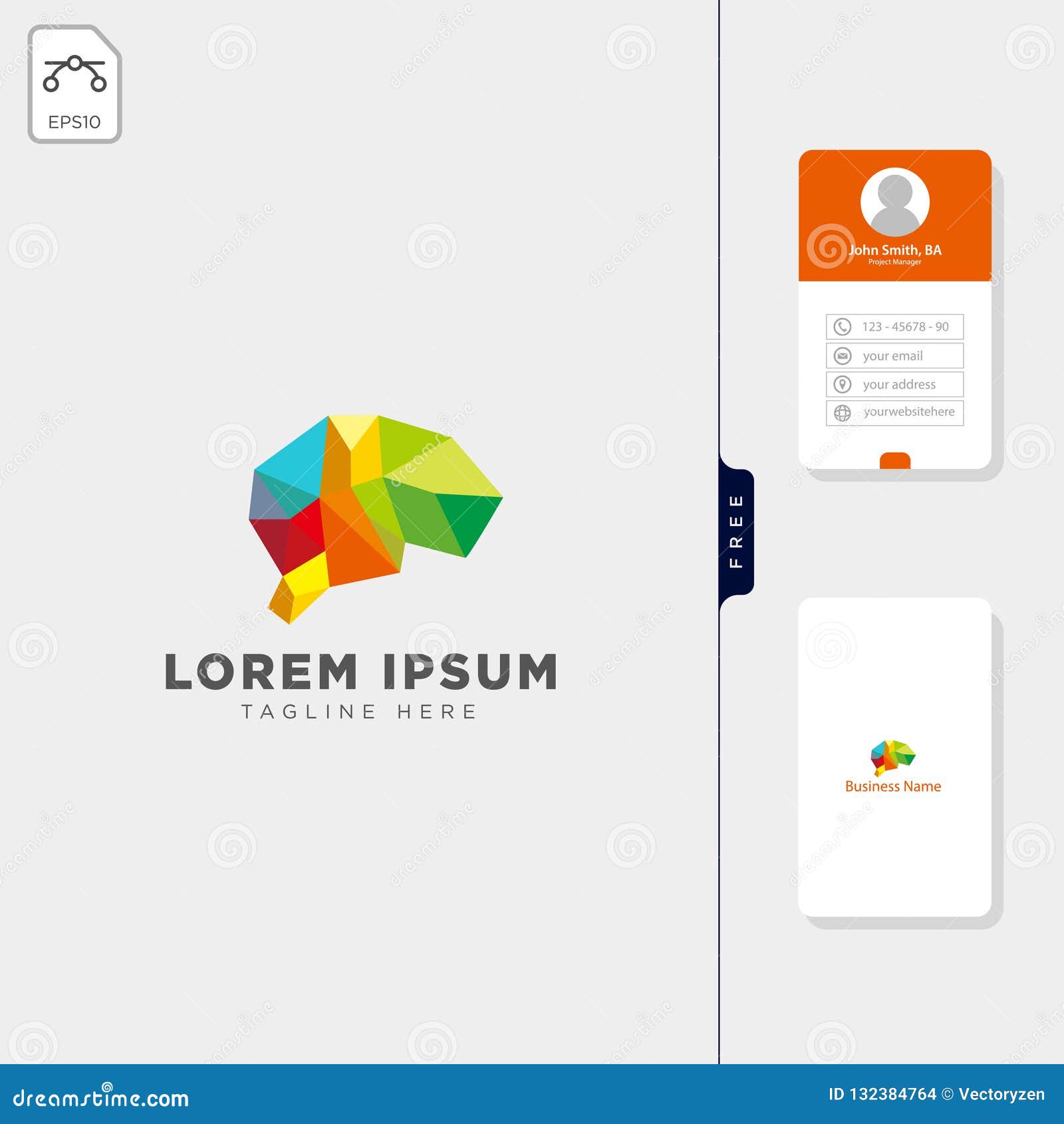 brain molecular tech logo template  , and free business card 