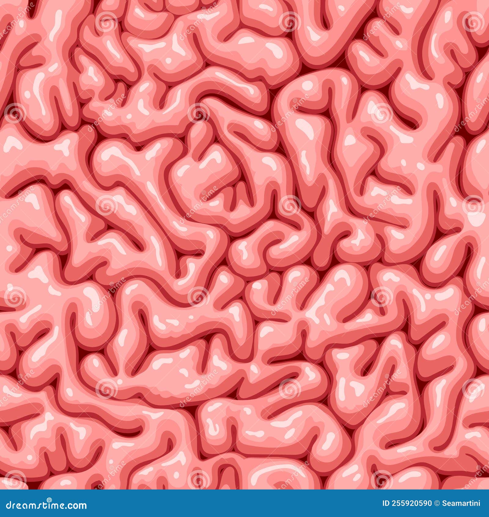 Brain Seamless Pattern Texture, Anatomy Background Stock Vector