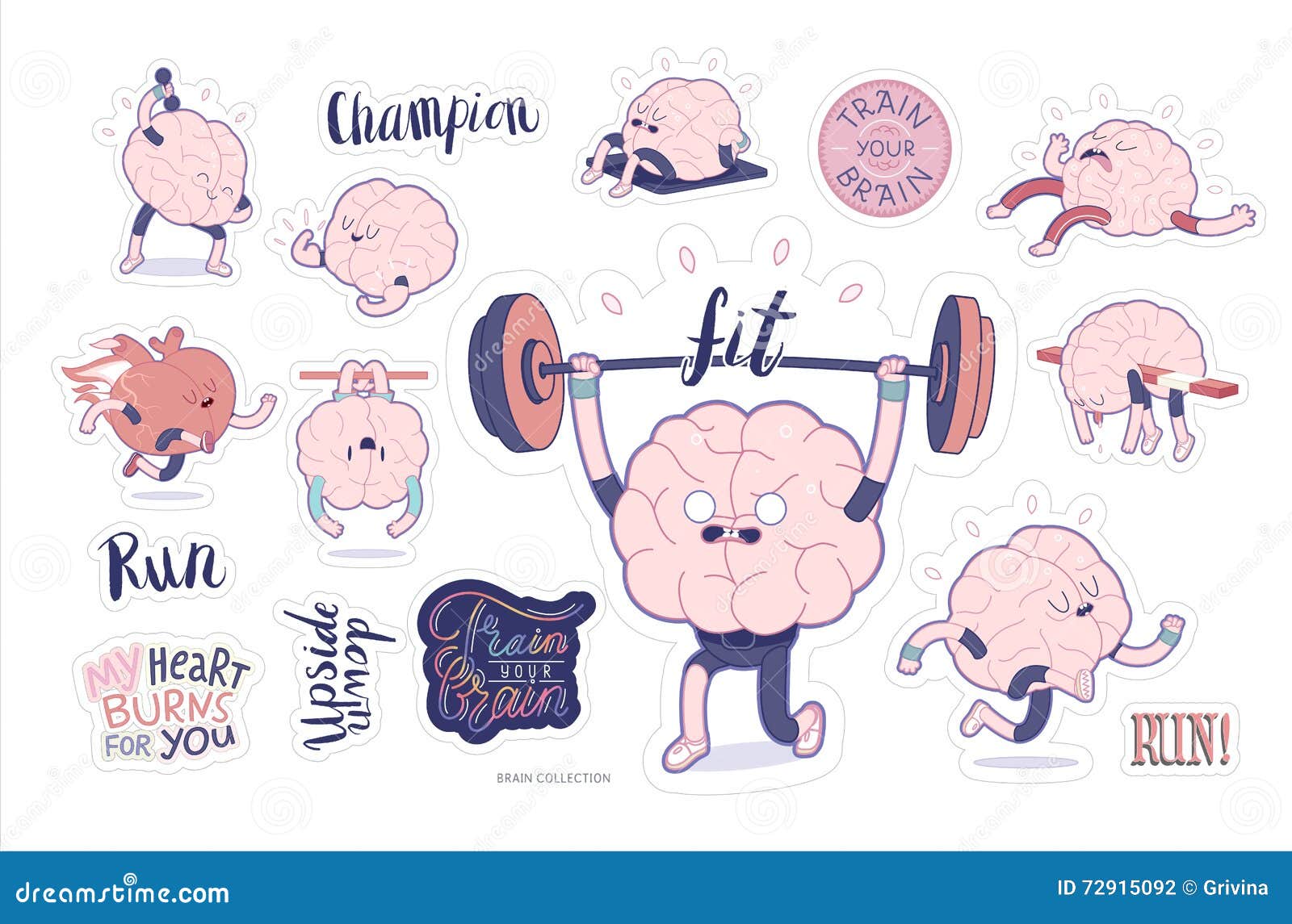 Mind stickers physical fitness preset inventory vector. Case in point of graphic relating to Brain Printable called Head stickers health and fitness fastened inventory vector. Case in point of