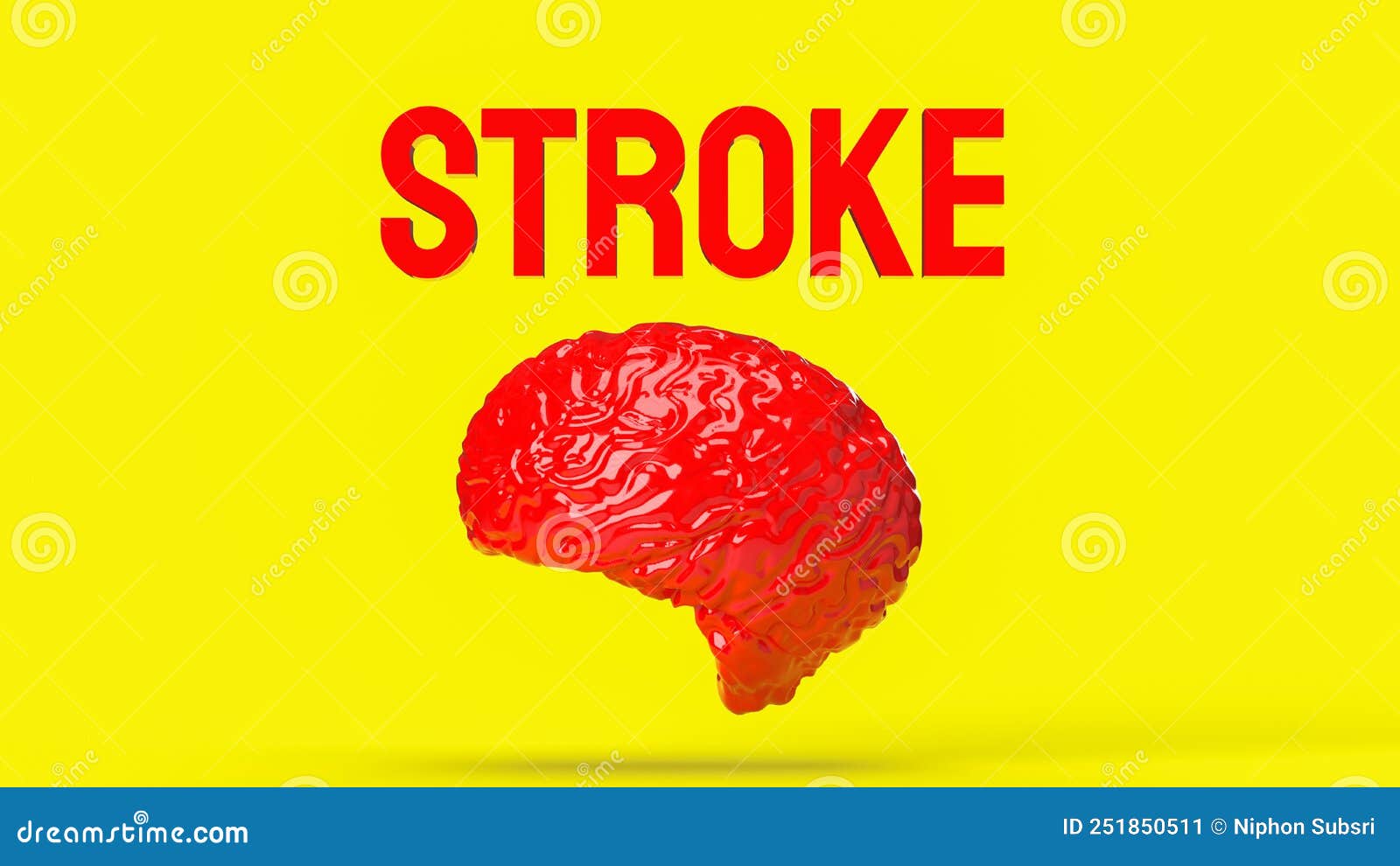 The Brain and Stroke Word for Health or Sci Concept 3d Rendering Stock