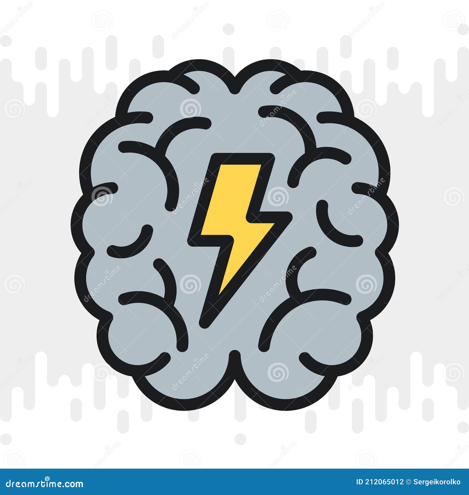 Brainstorm or Brainstorming Icon. Human Brain with a Lightning Bolt