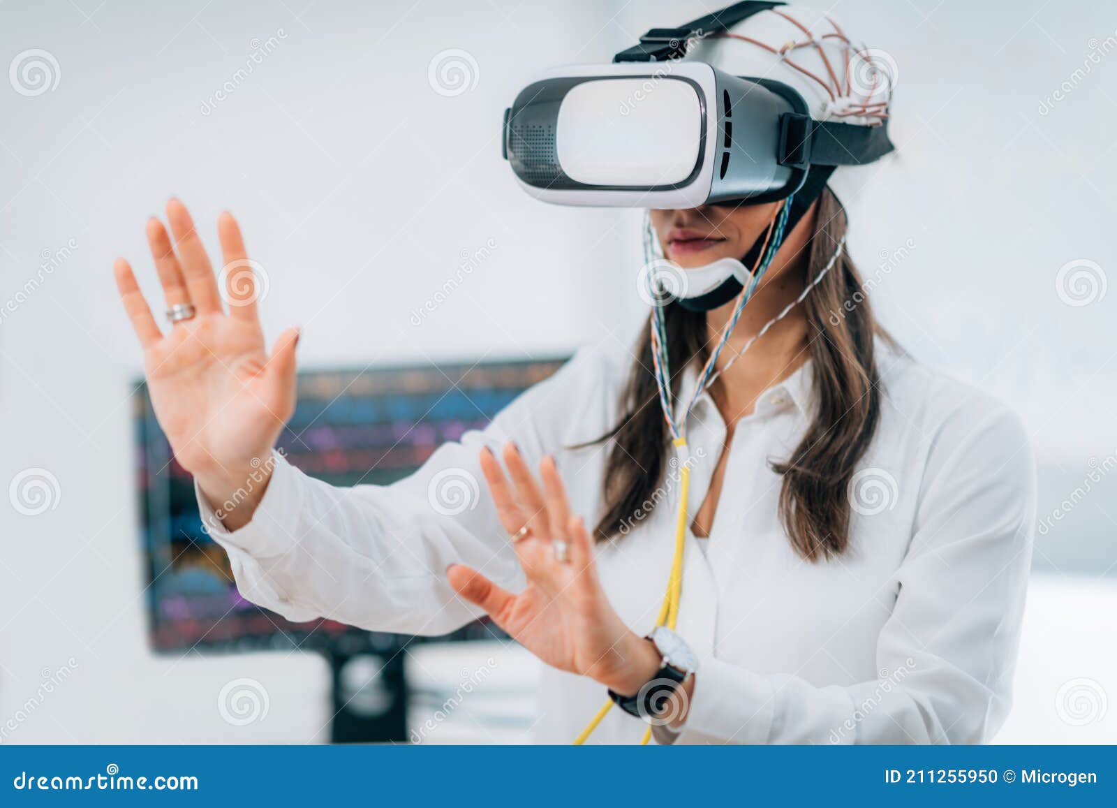 Brainwave EEG Experiment in Neuroscience Research Laboratory. Female