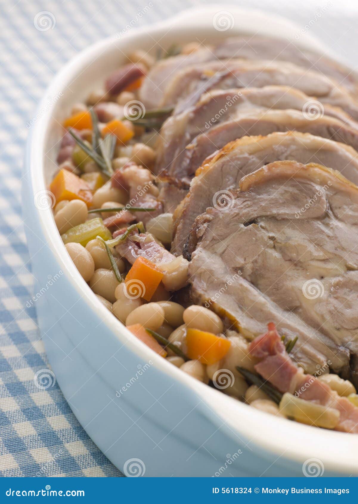 Braised Boneless Shoulder of Lamb with Beans Stock Photo Image of
