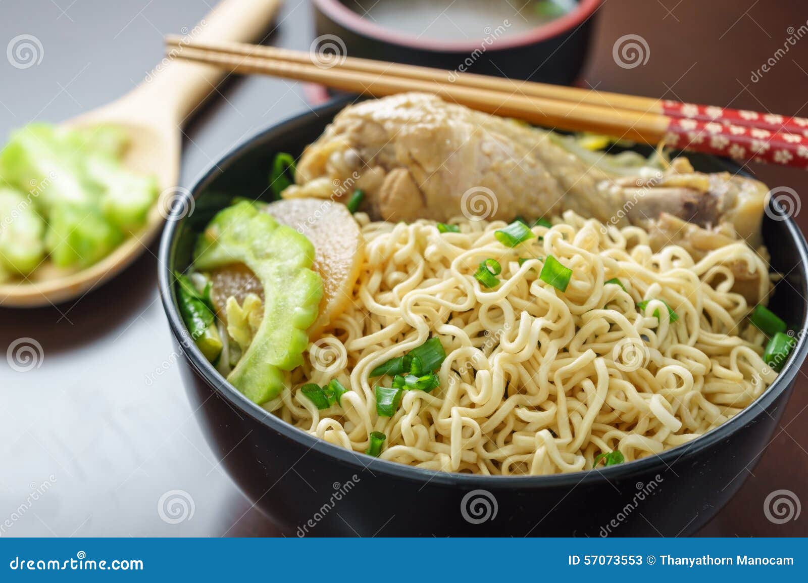 Braised Chicken Drumstick Bitter Gourd Noodle Stock Photos Free