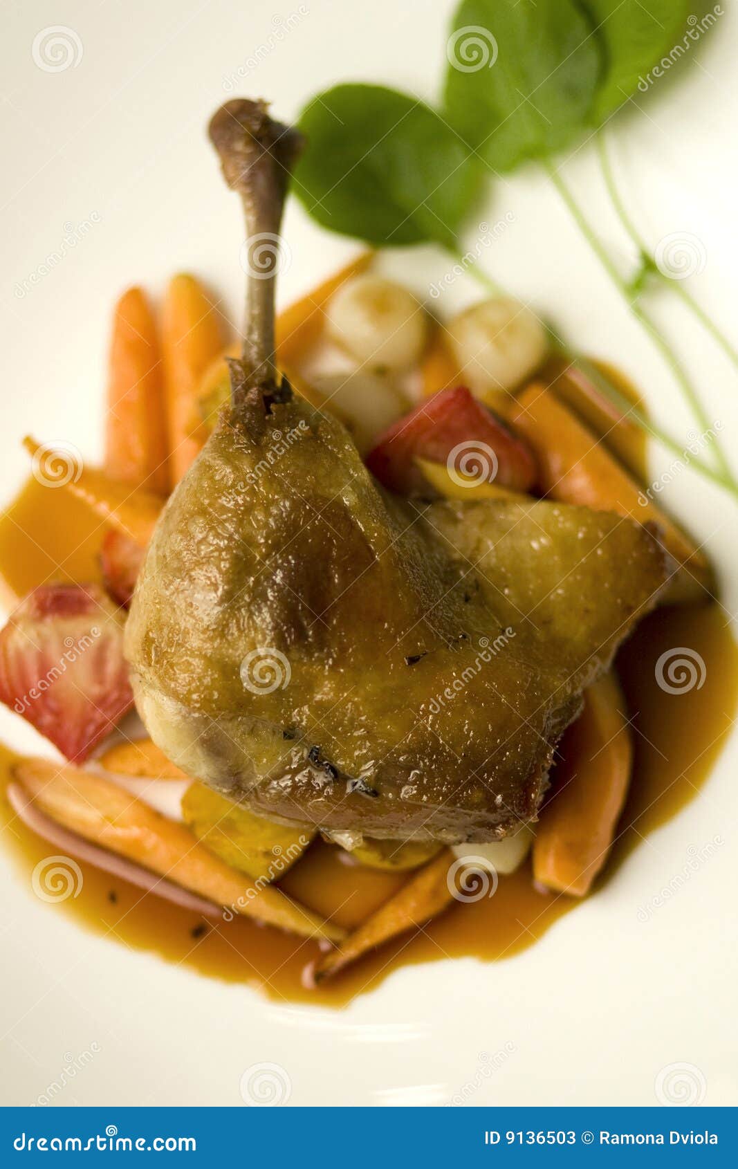 Braised chicken leg stock image. Image of greens, vegetables 9136503