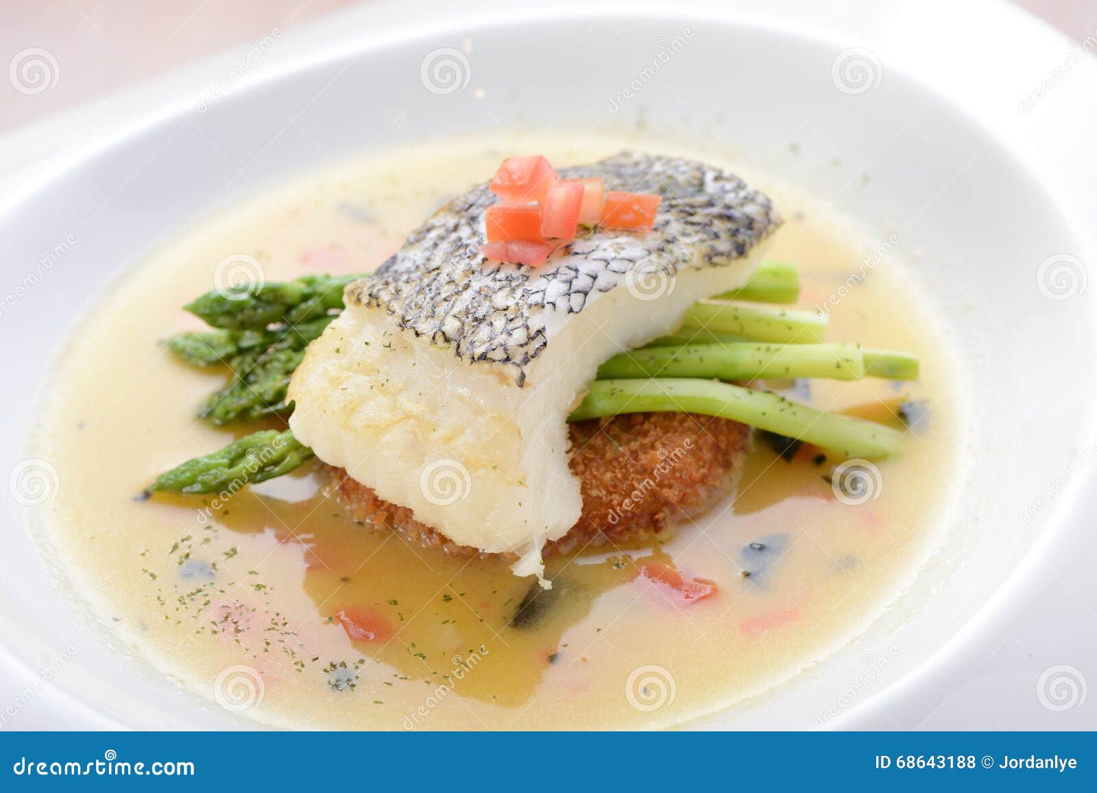 Braised cod fish stock photo. Image of braised, broth 68643188