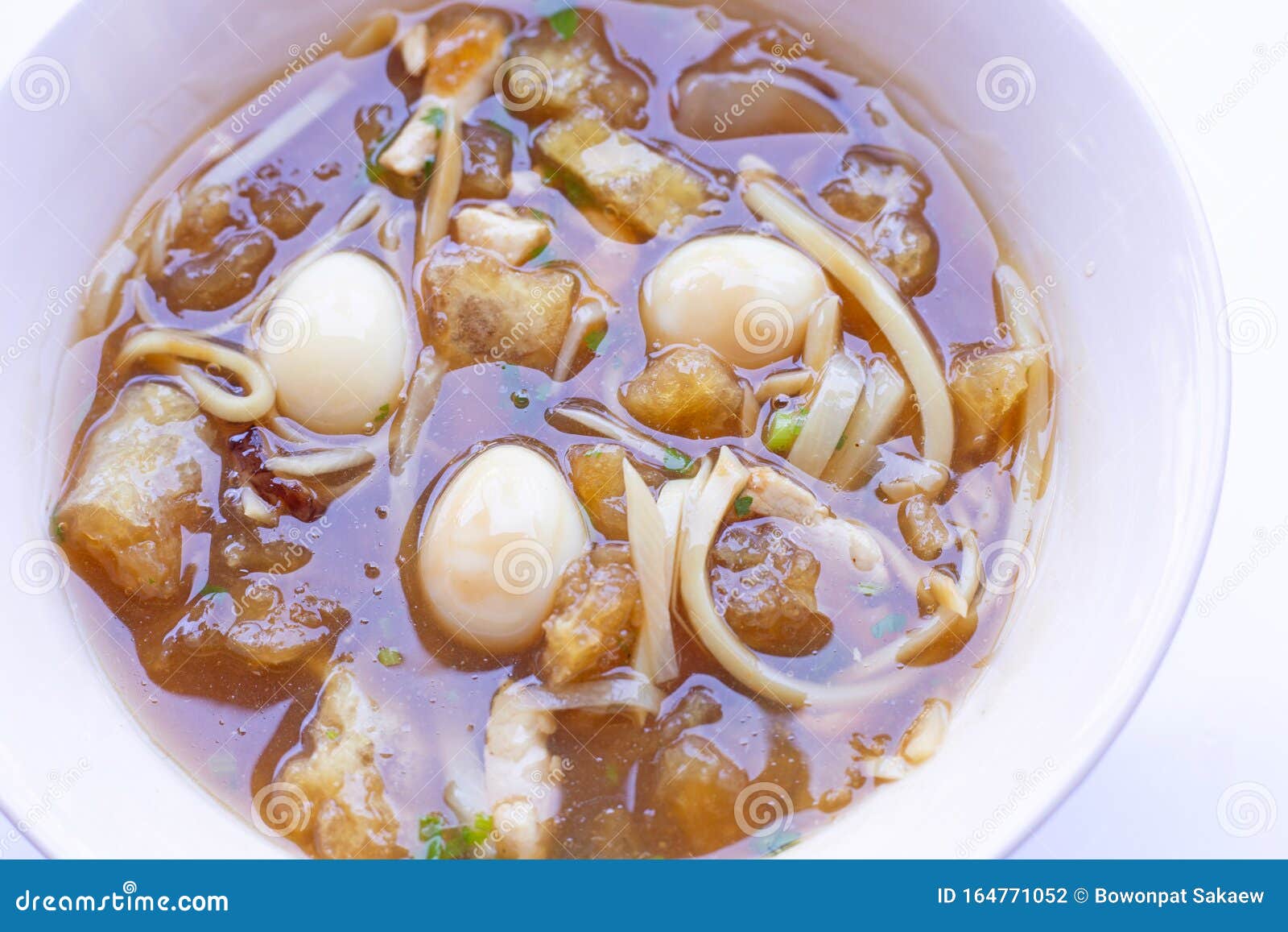 Braised Fish Maw In Red Gravy In Bowl On White Stock Photo Image of