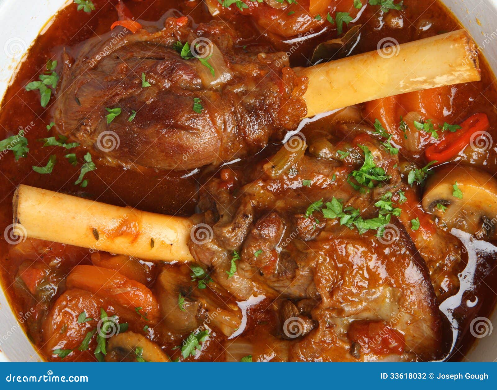 Braised Lamb Shanks in Casserole Dish Stock Photo Image of mushroom