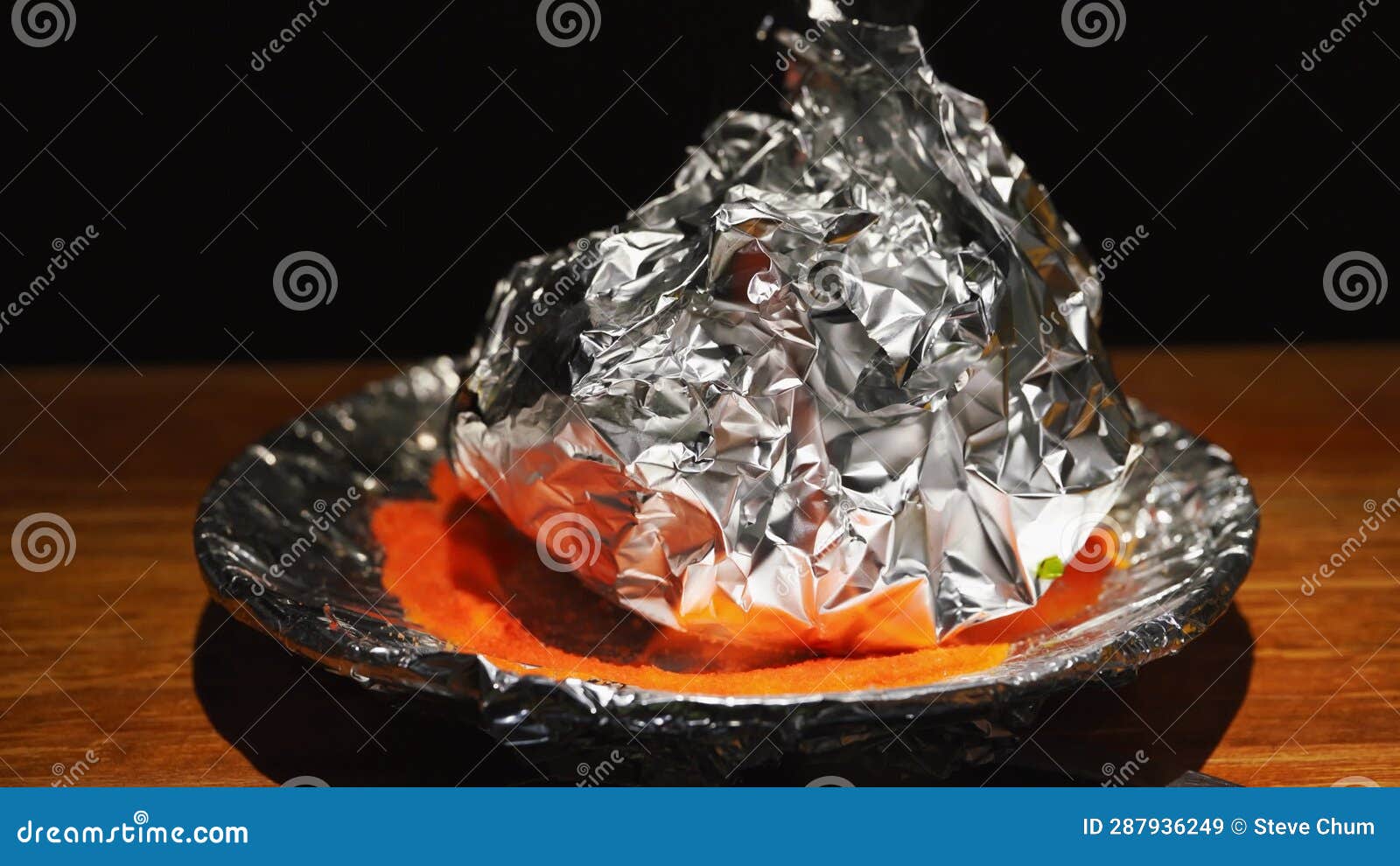 A Braised Pork Ribs in Tin Foil Fired with Alcohol Stock Video Video