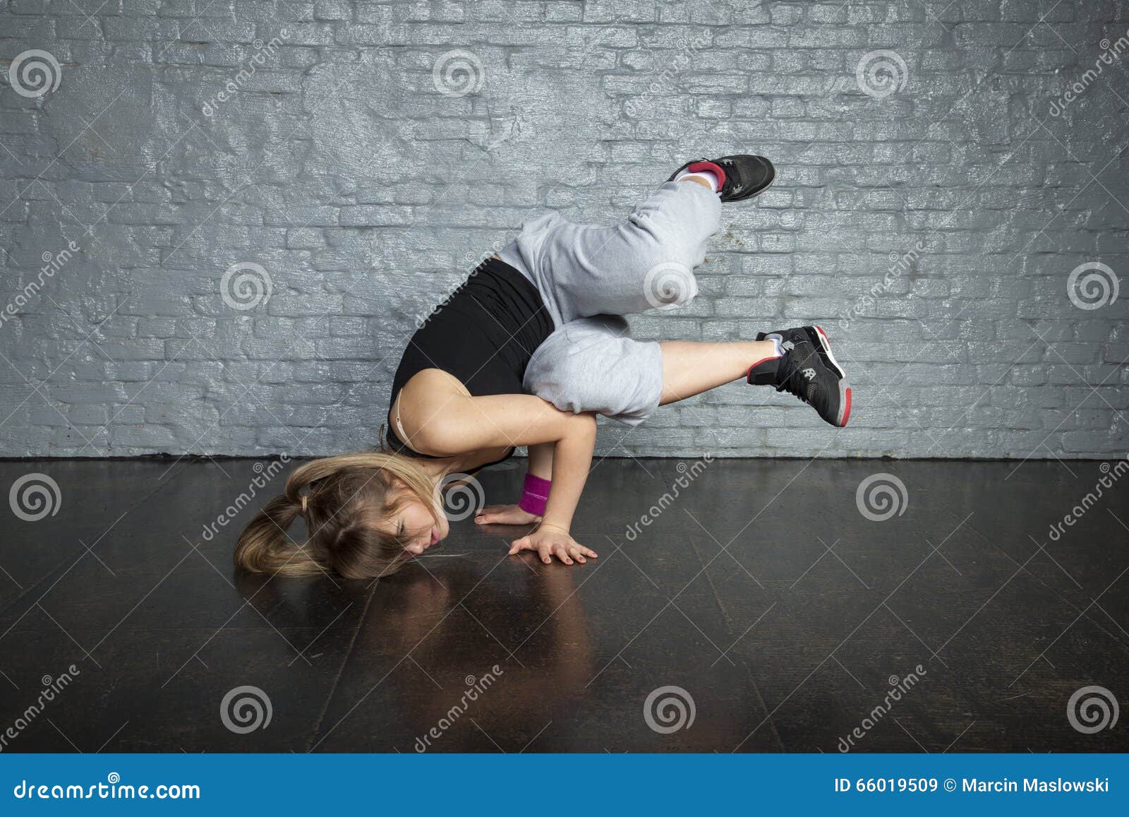 Brake dance girl stock image. Image of emotional, jump 66019509
