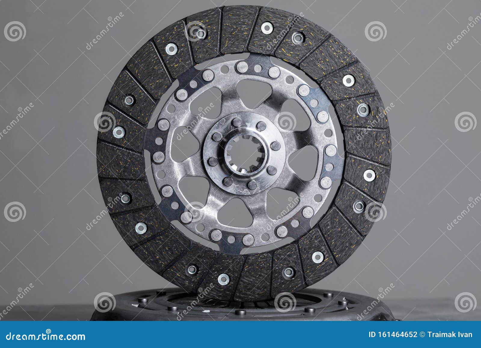 Brake Rotor on Gray Background, New Level of Quality To High