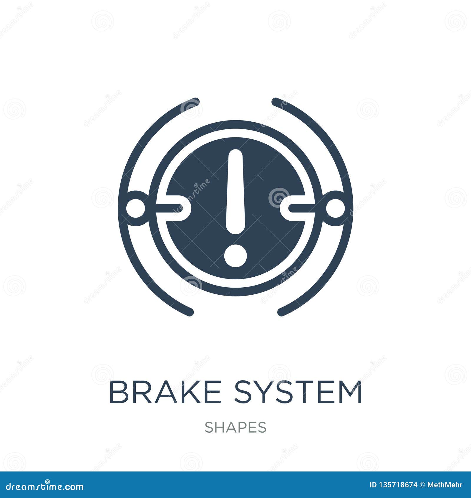 Brake System Warning Icon in Trendy Design Style. Brake System Warning