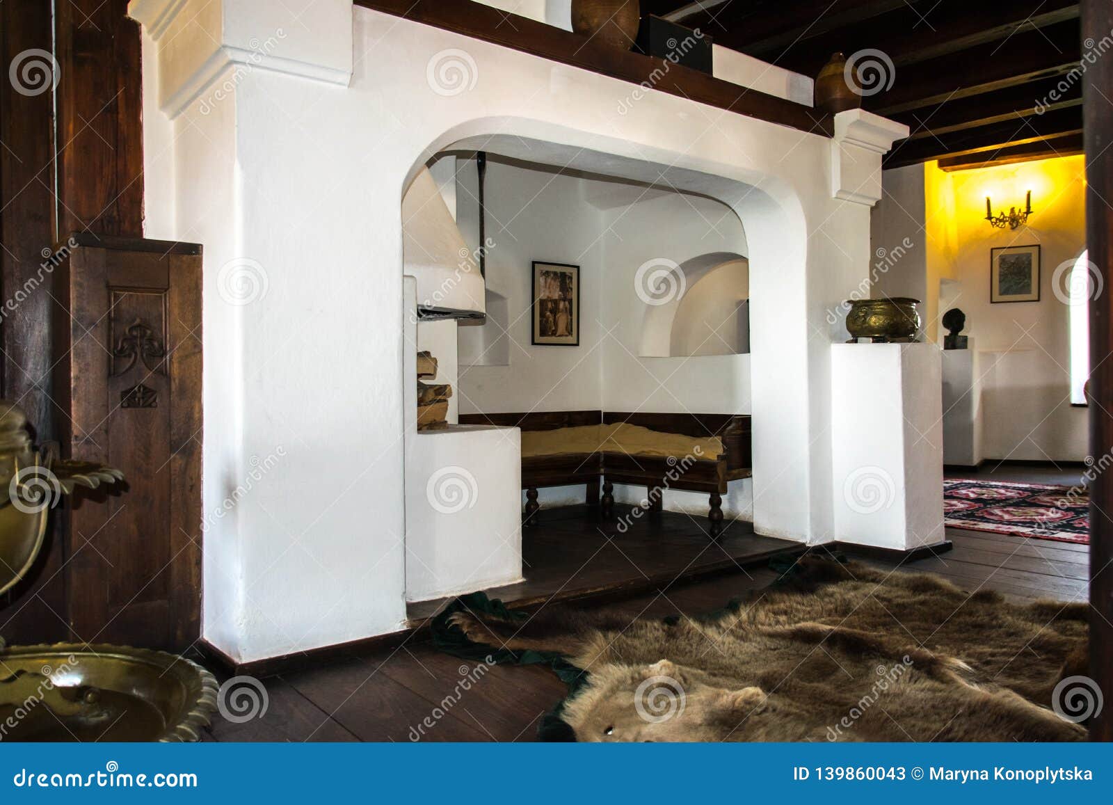 Interior Rooms Of The Medieval Bran Castle In Romania