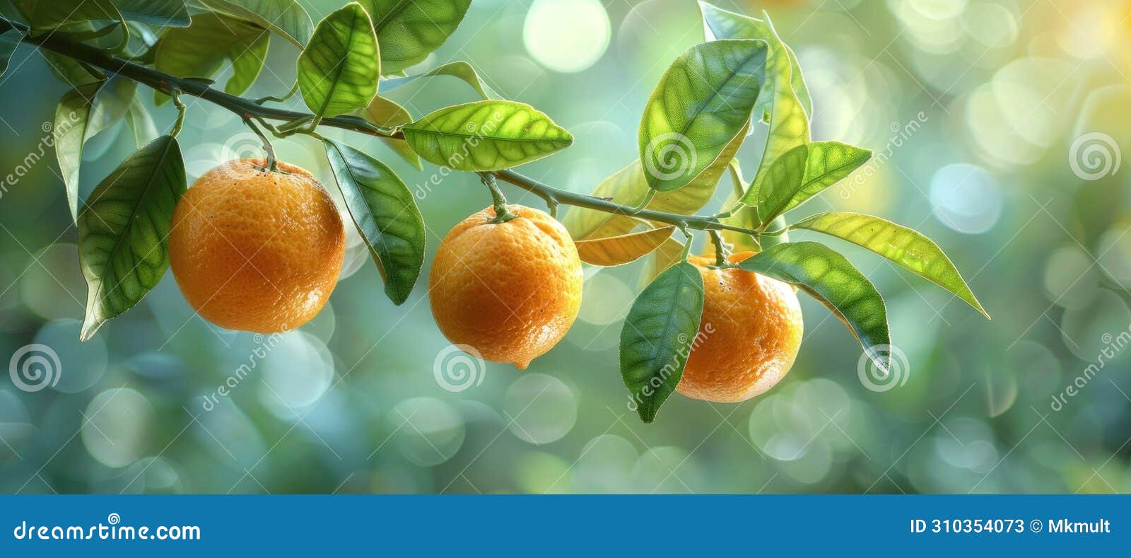 citrus lucida branch with hanging oranges