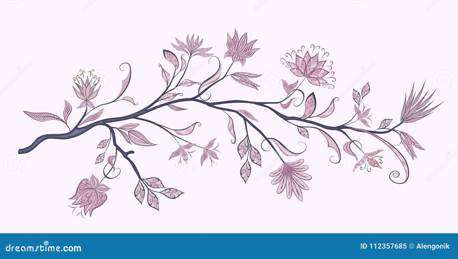 Branch with Fantastic Flowers. Stock Vector - Illustration of ...