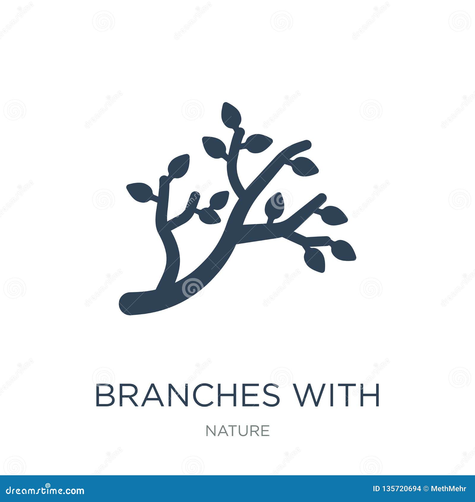 Branches With Leaves Icon In Trendy Design Style. Branches With Leaves