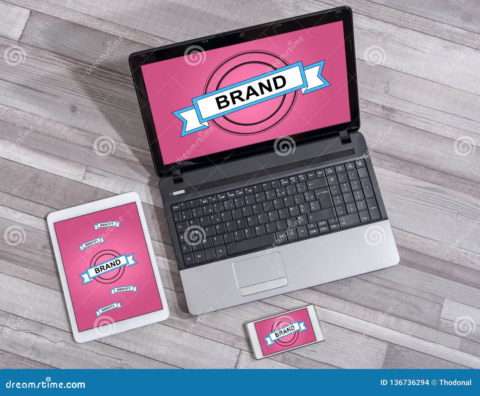 Brand Concept on Different Devices Stock Photo Image of screen, device 136736294