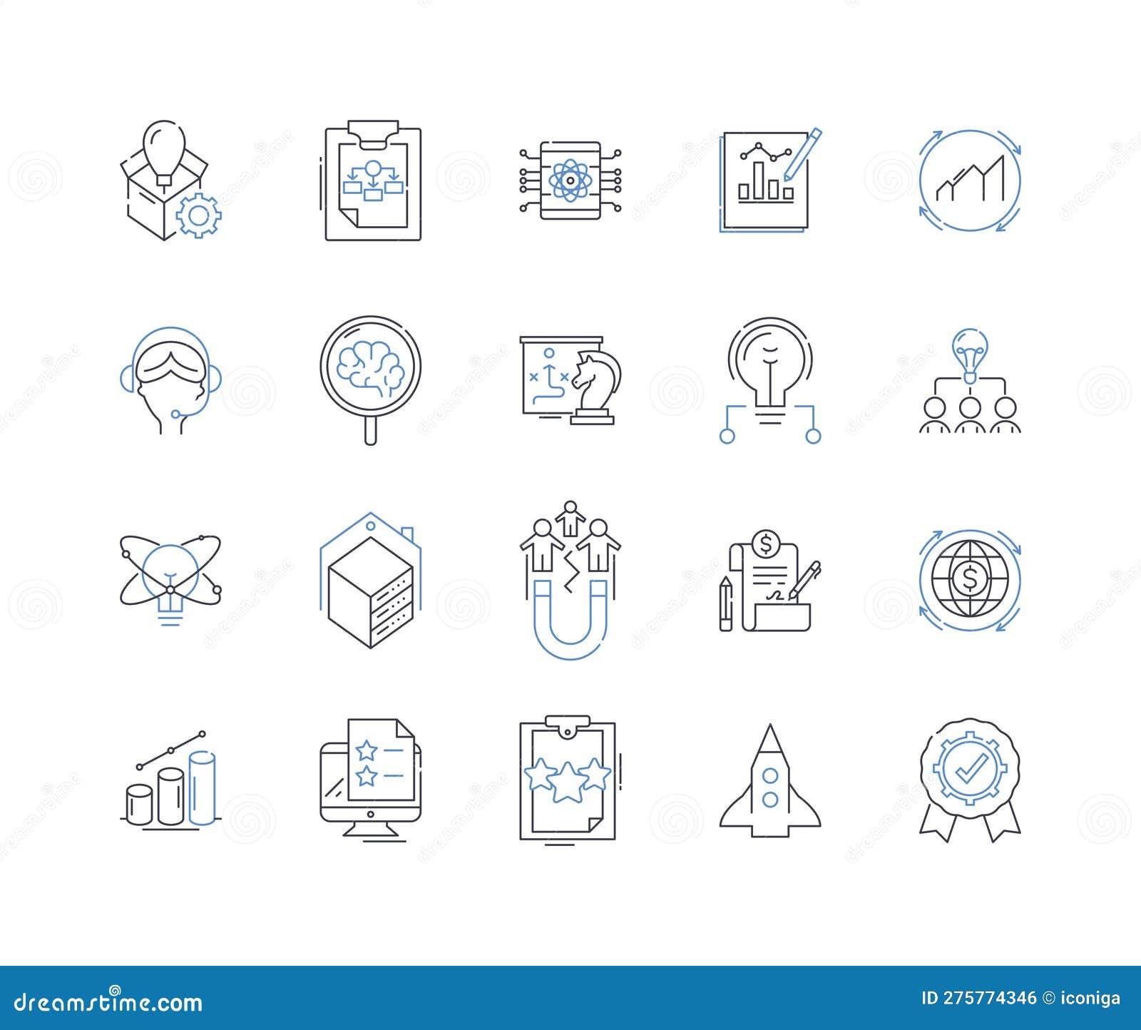 brand positioning line icons collection. positioning, differentiation, messaging, strategy, targeting, perception, value