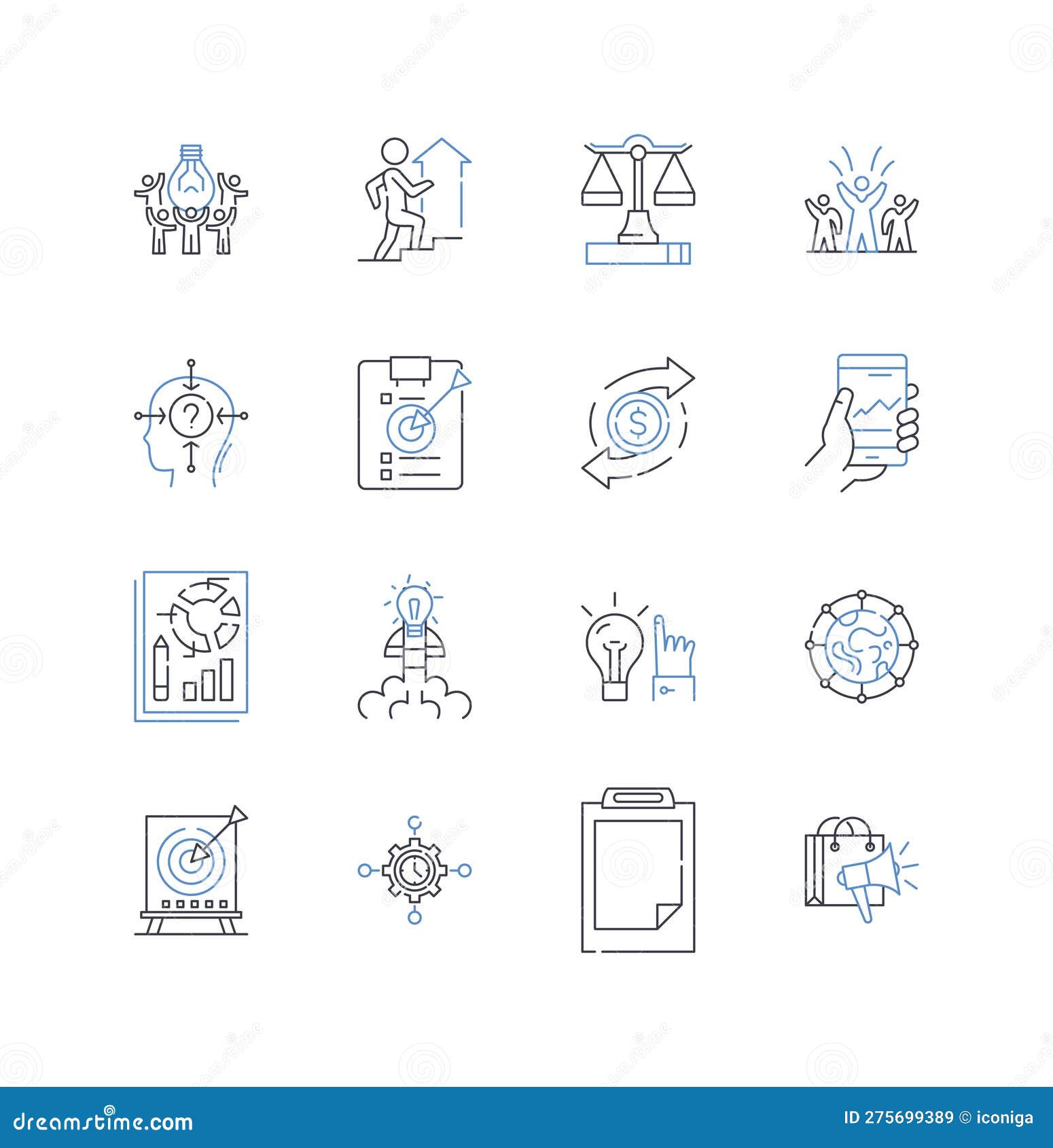 brand positioning line icons collection. identity, perception, differentiation, strategy, identity, image, message