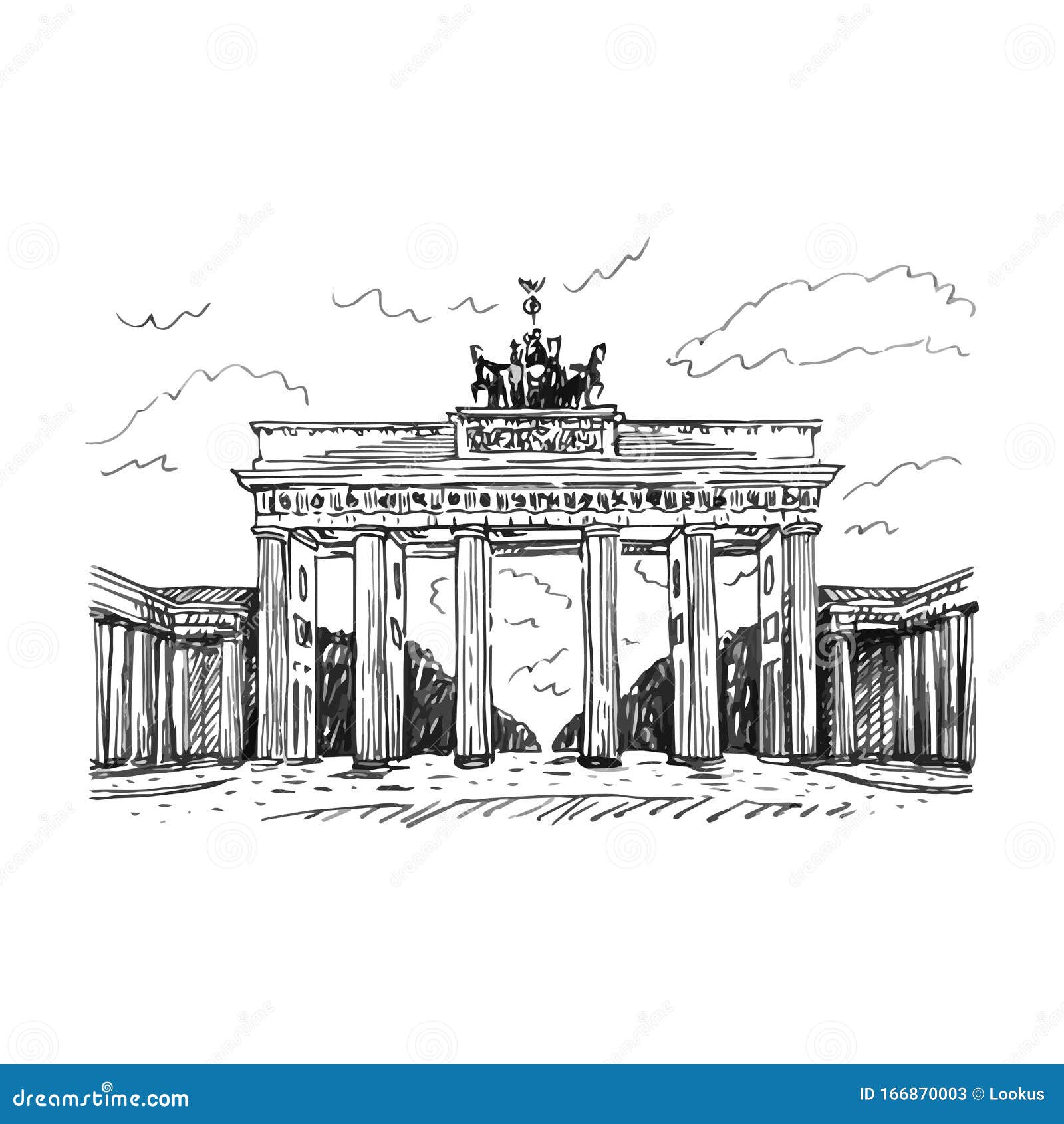 Brandenburger Tor Berlin Deutschland Vektor Umriss Stock Abbildung Illustration Von Umriss Brandenburger 166870003