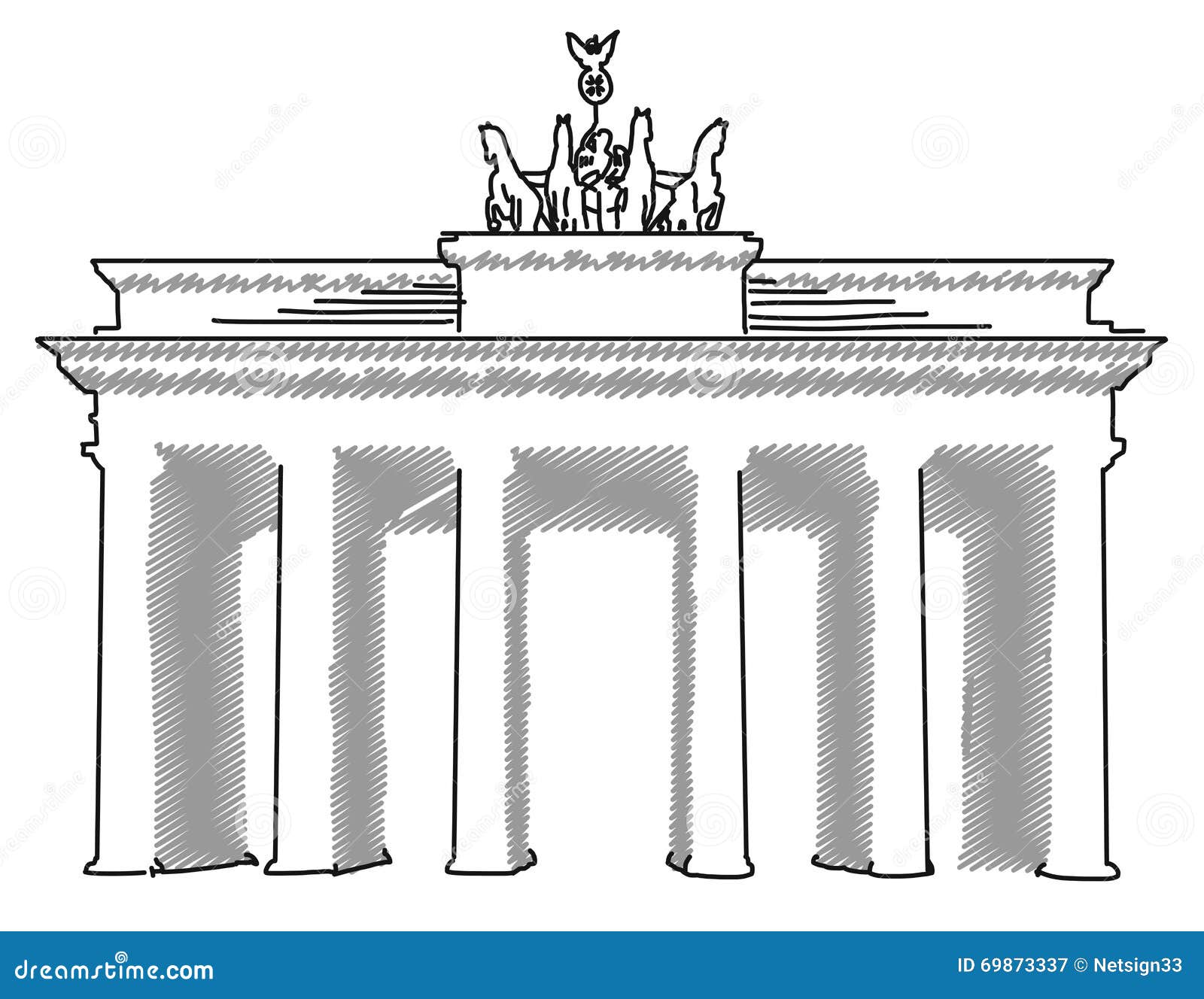 Brandenburger Tor Berlin Vektor Skizze Stock Abbildung Illustration Von Denkmal Grenzstein