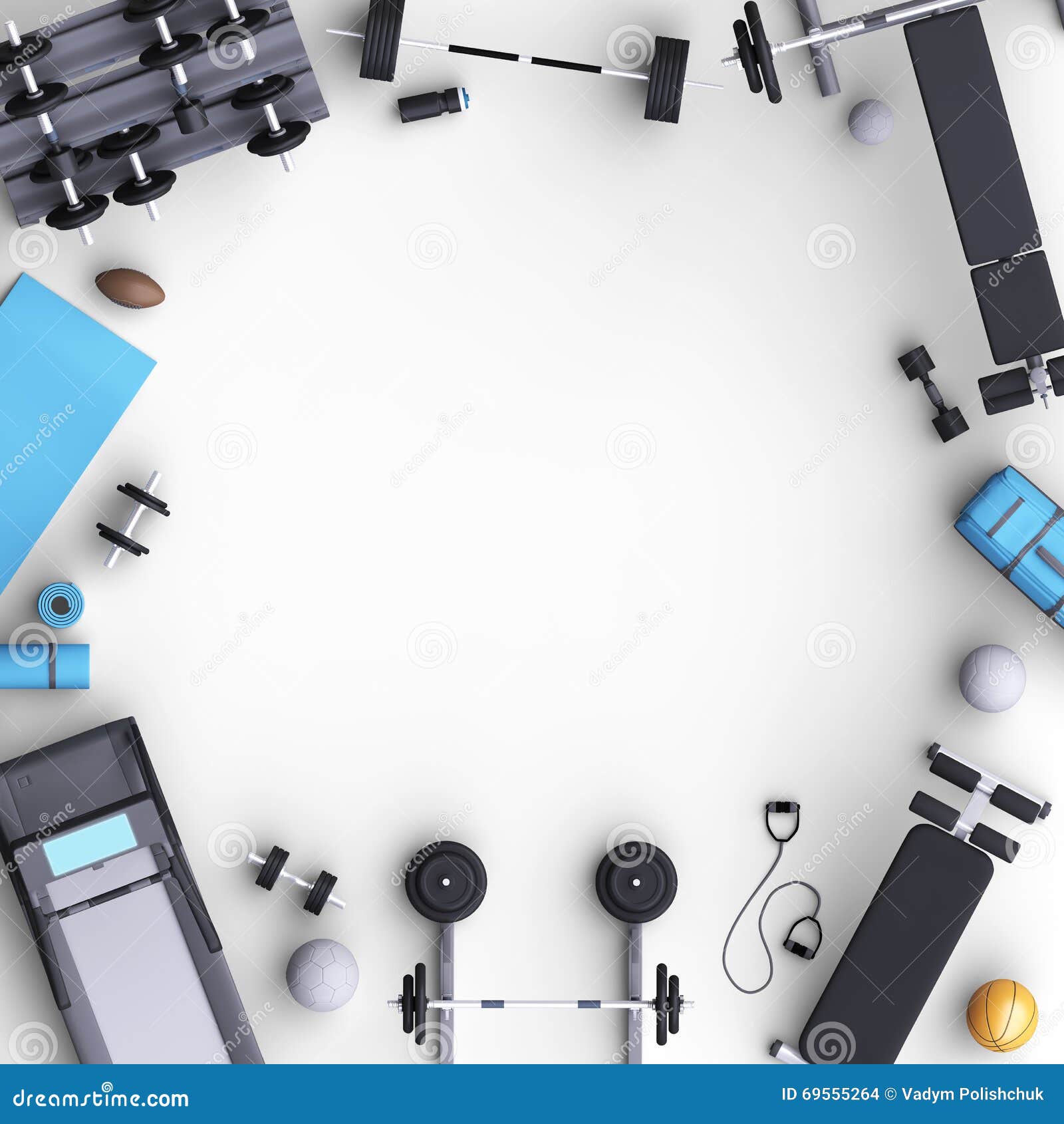 Download Branding Mock Up Floor Room With Sports Equipment Illustration 69555264 Megapixl