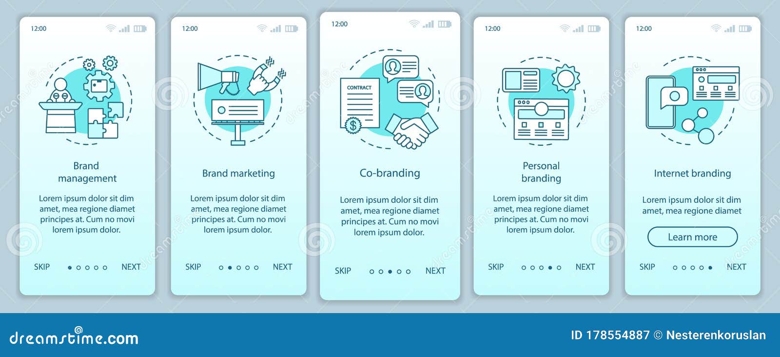 branding types onboarding mobile app page screen  template
