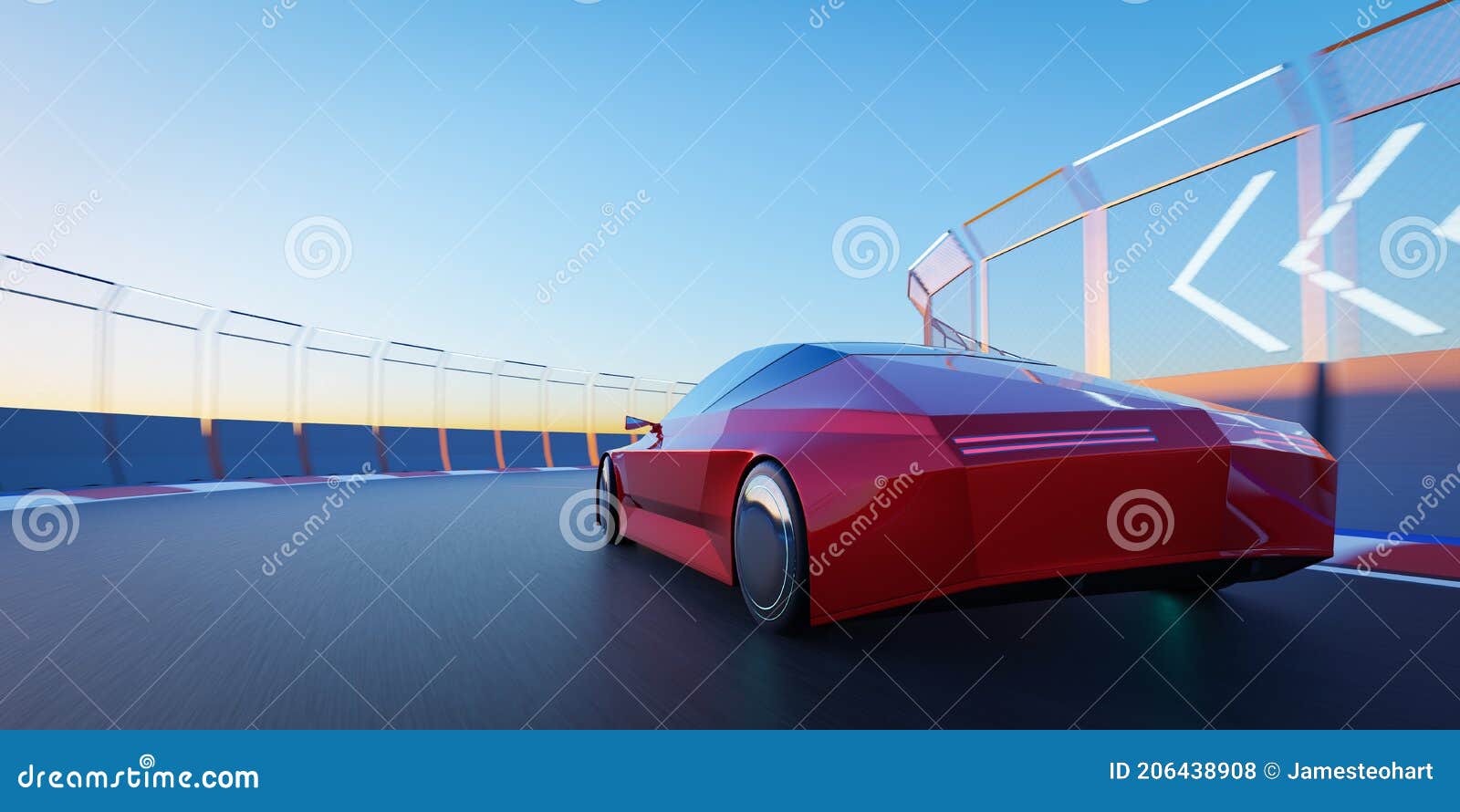 Brandless Racing Cars Race Track Illustration Stock Photo by