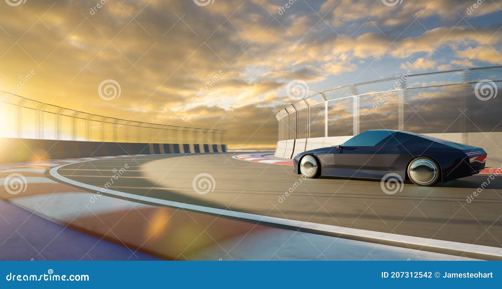 Brandless Racing Cars Race Track Illustration Stock Photo by