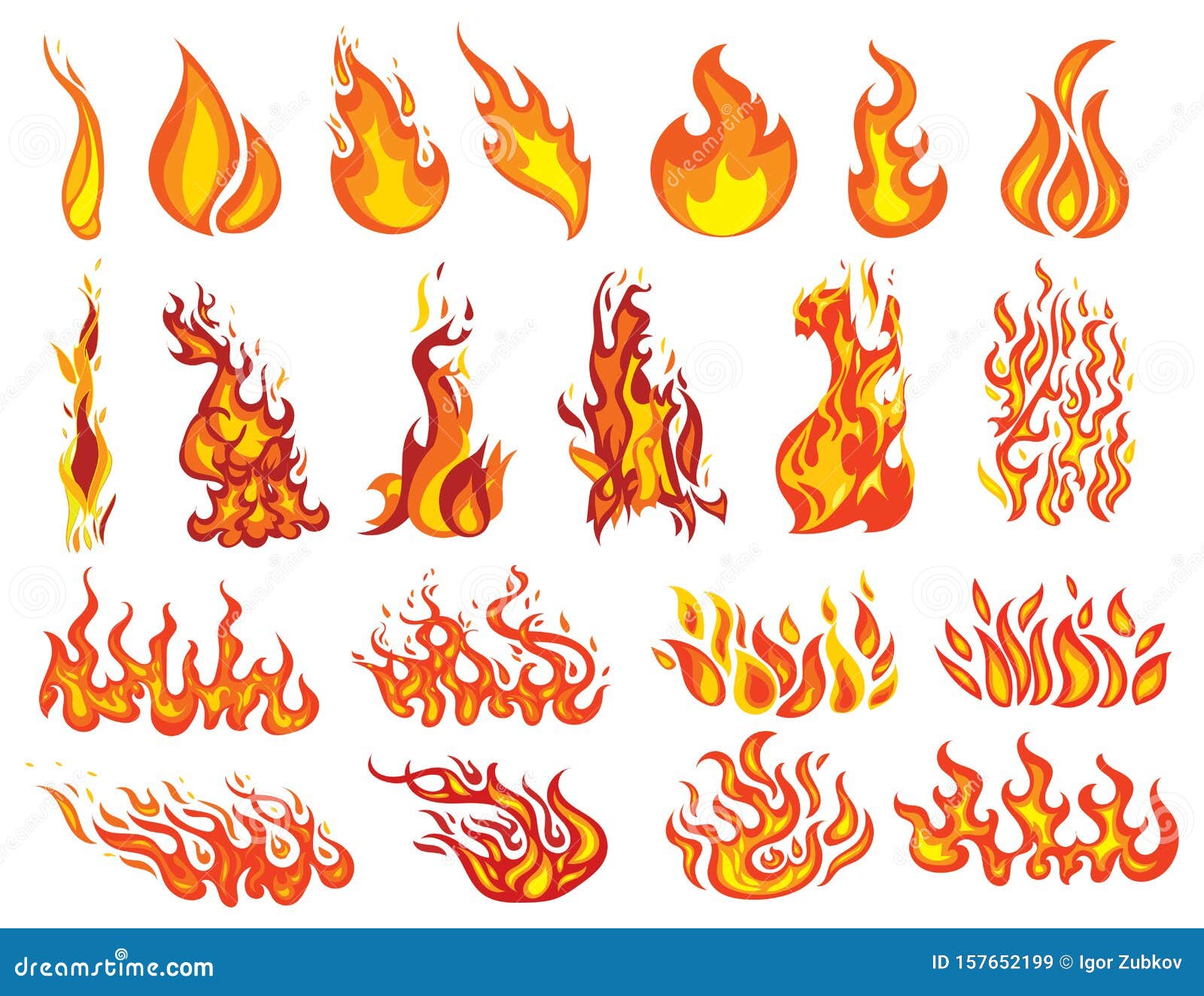 Brandset Sammlung Von Feuerwanden Illustration Eines Brennstreifens Flammenzeichnung Flammwand Vector Vektor Abbildung Illustration Von Brand Auslegung 157652199