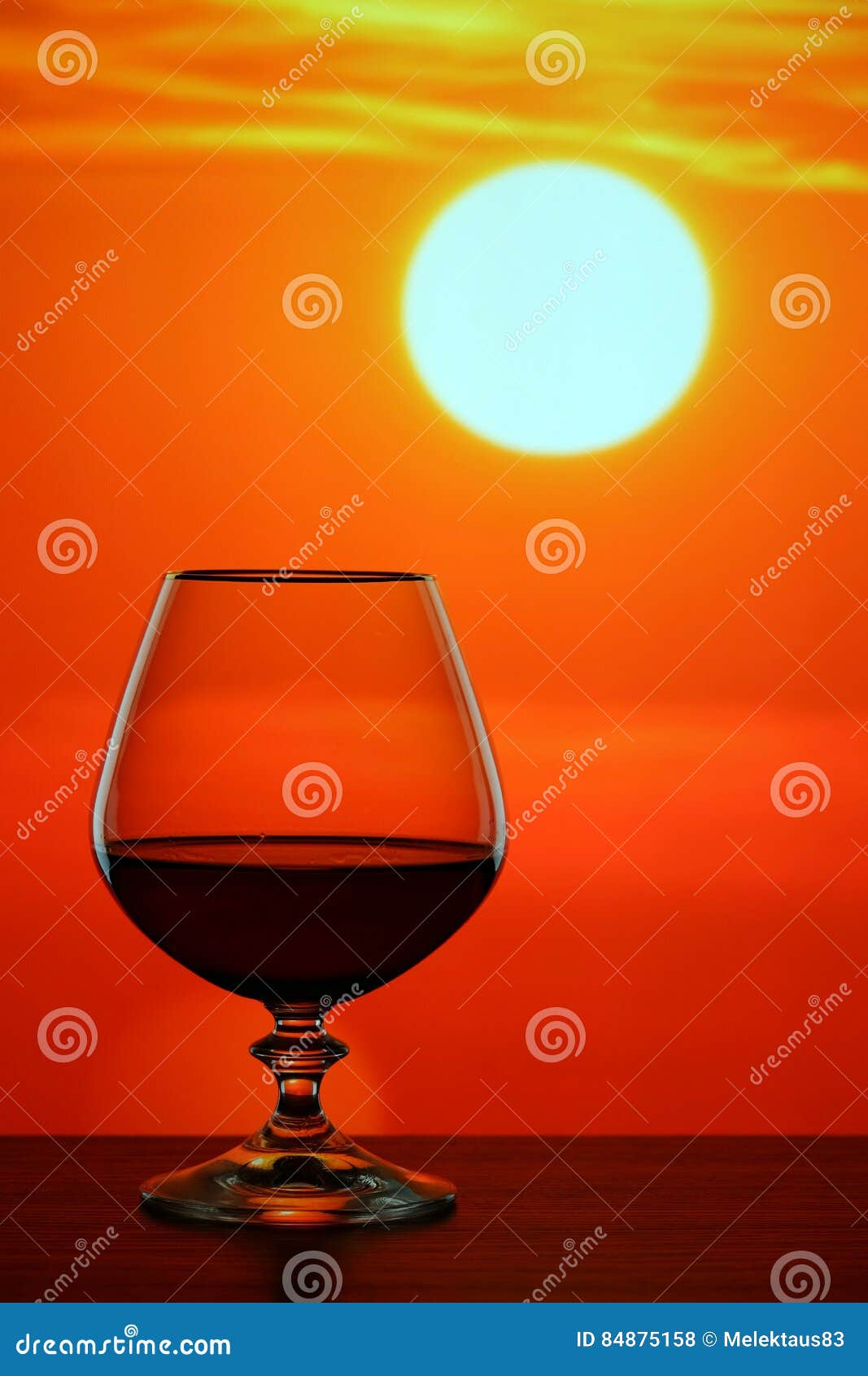 Brandy Glass on Sunset Background Stock Photo Image of drinks, glass
