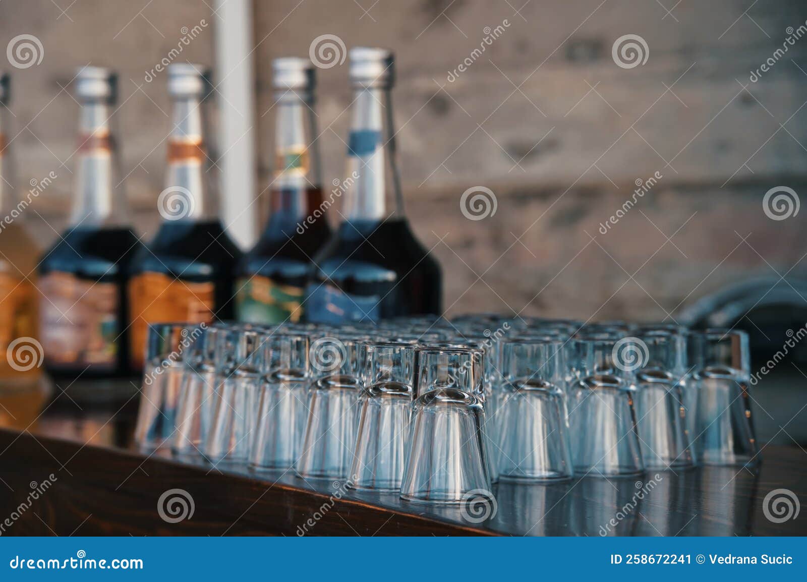 Brandy Glasses and Bottles on a Table Stock Image Image of cocktail