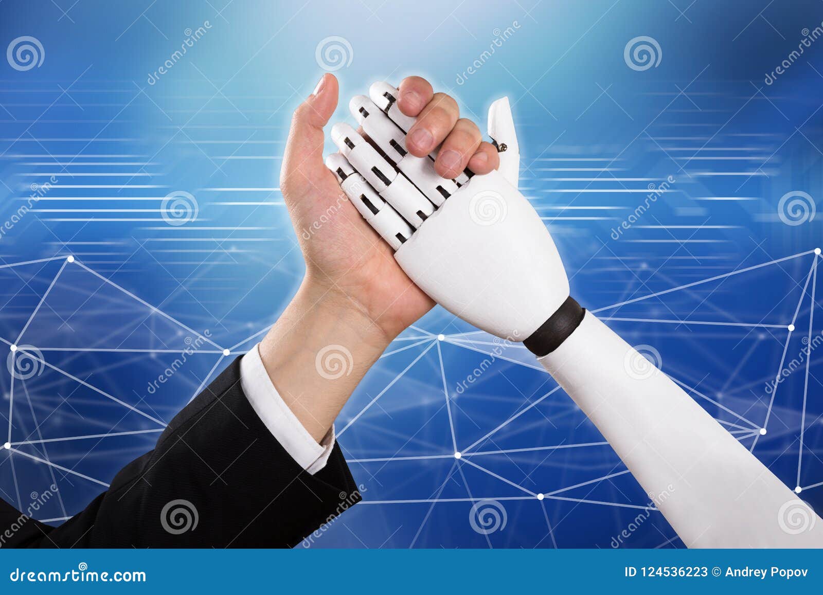Bras De Fer D'and Robot Doing D'homme D'affaires Image stock Image du