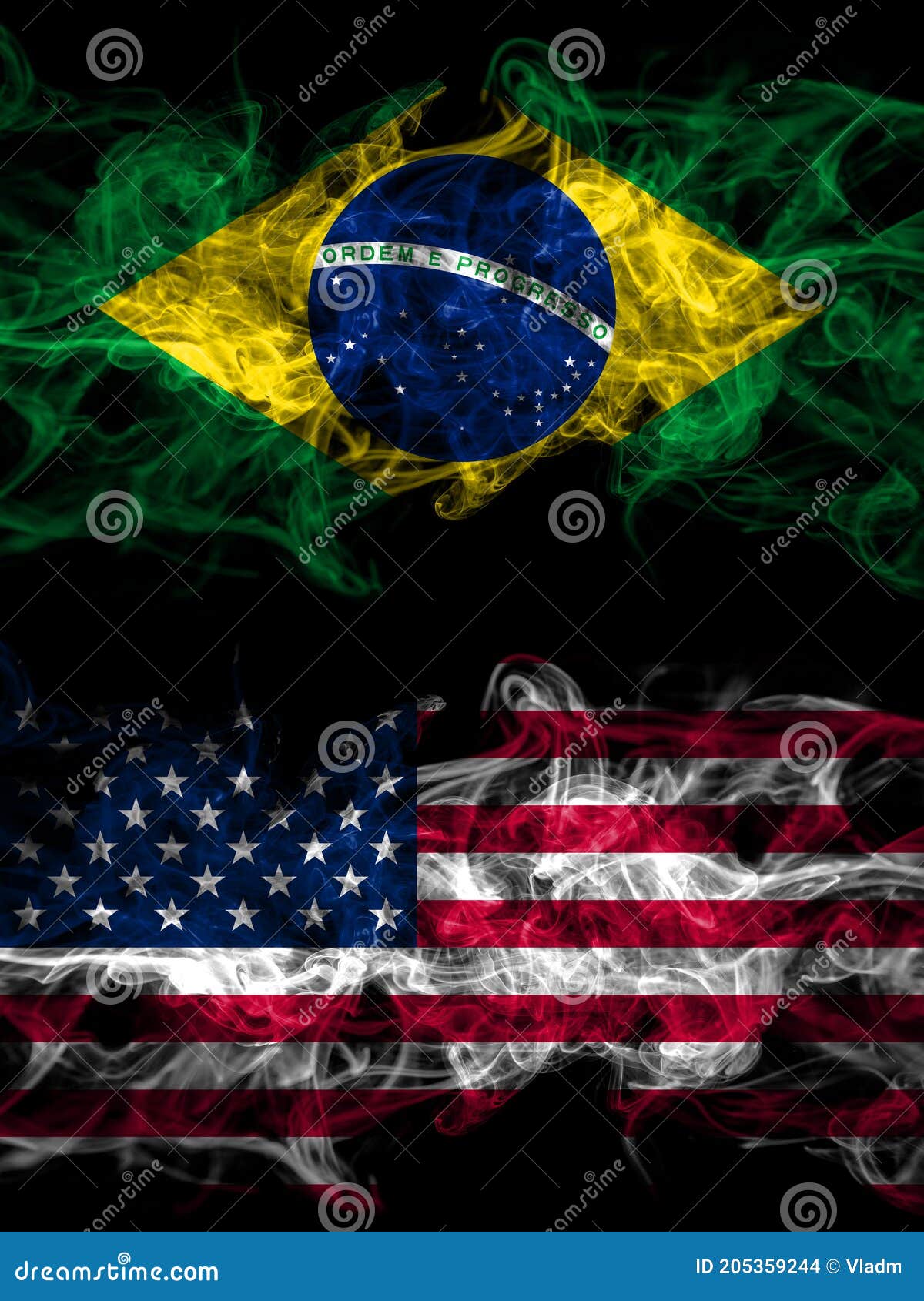 Brasil Brasileiro Versus Estados Unidos Da América América Eua Bandeiras  Místicas Fumosas Americanas Colocadas Lado a Lado. Espess Ilustração Stock  - Ilustração de acenar, batalha: 205359244