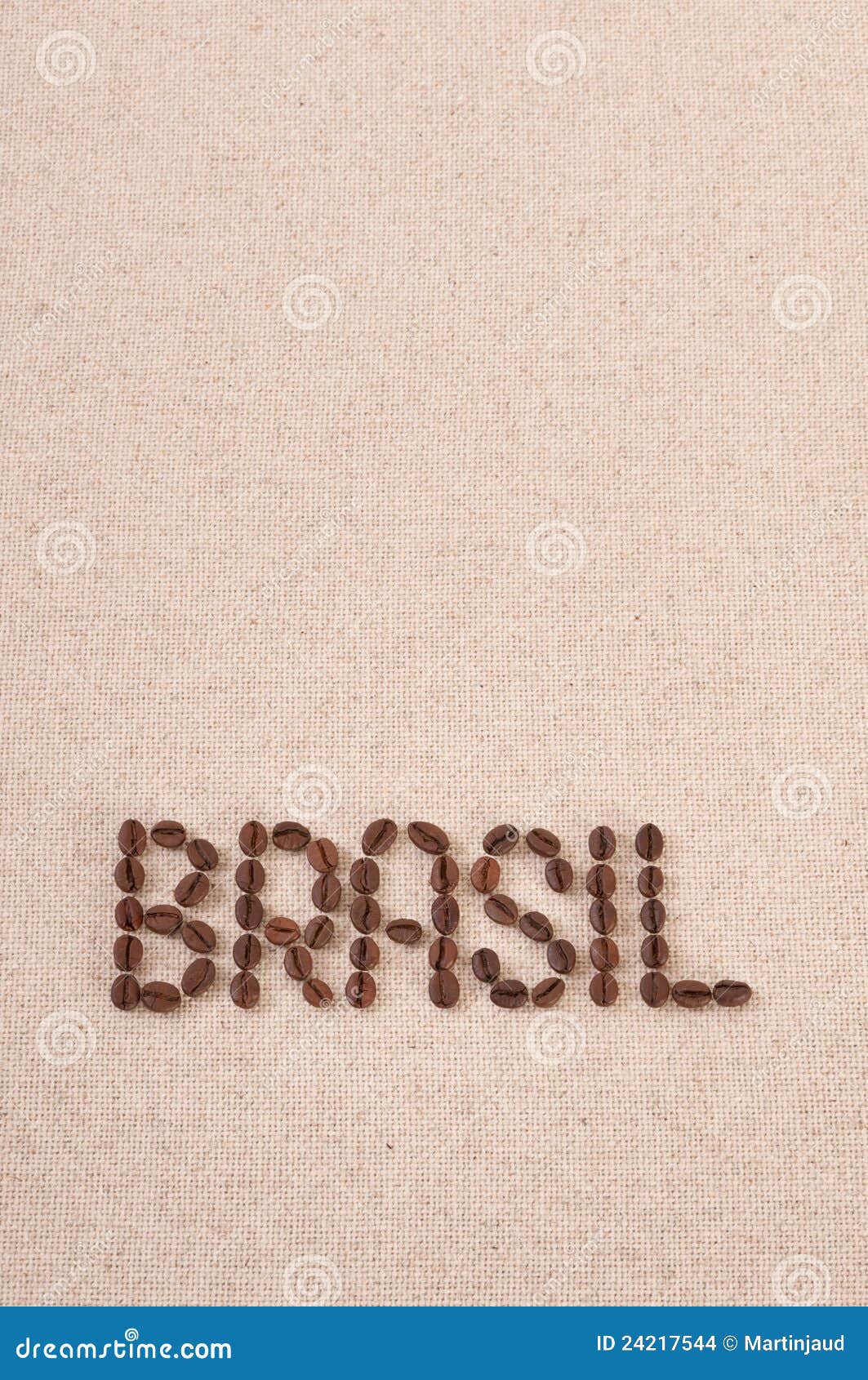 brasil written with coffee beans on canvas