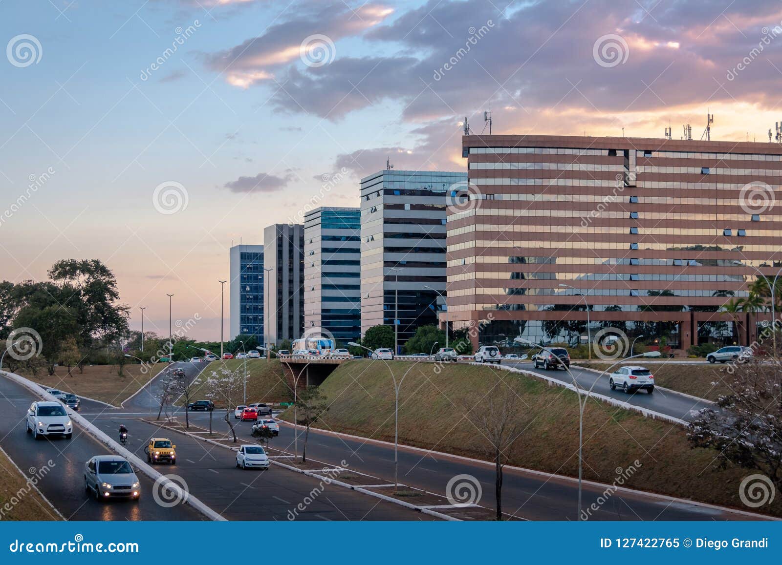 brasilia buildings at sunset - brasilia, distrito federal, brazil